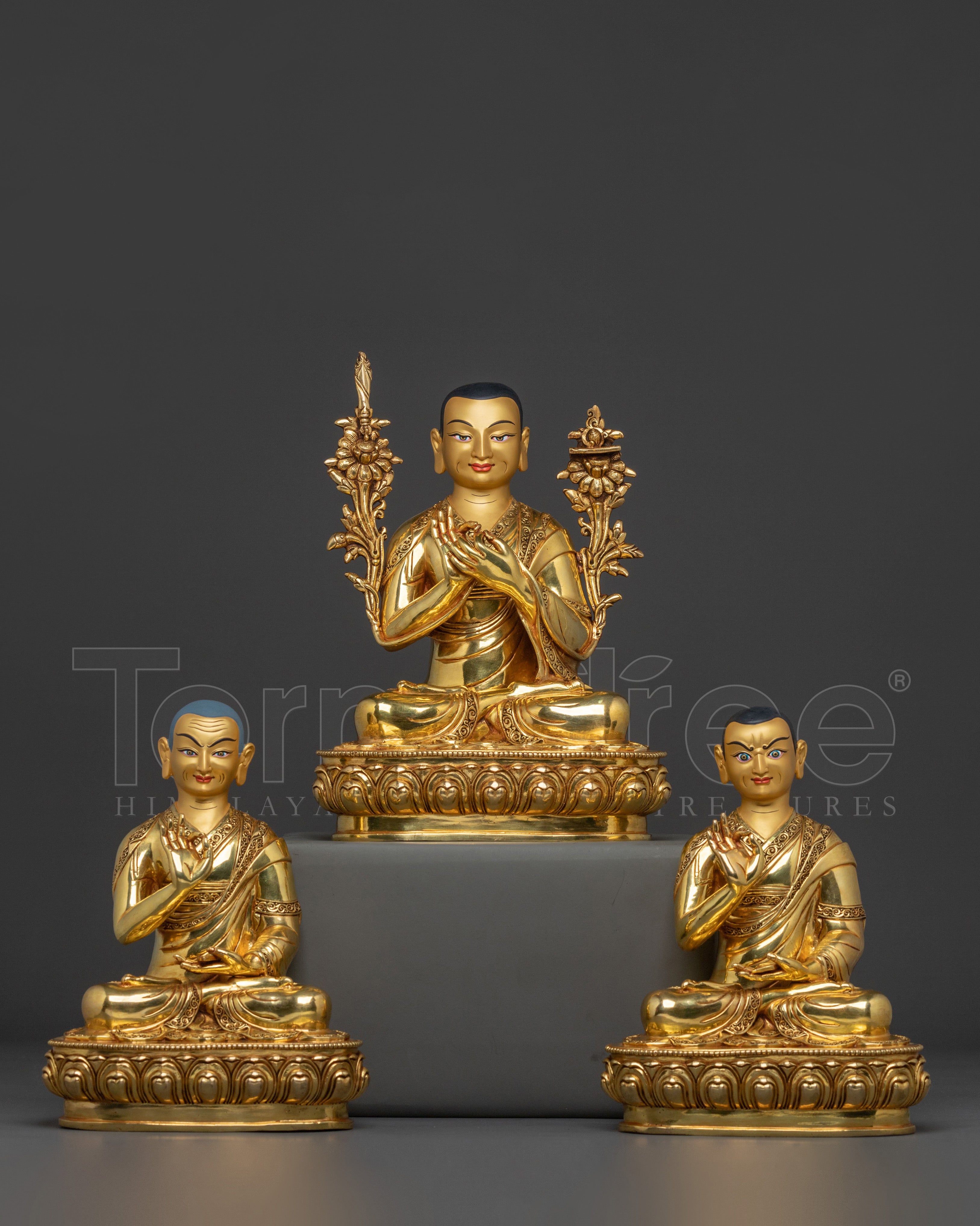 Tsongkhapa with Disciples Handcrafted Statue Set