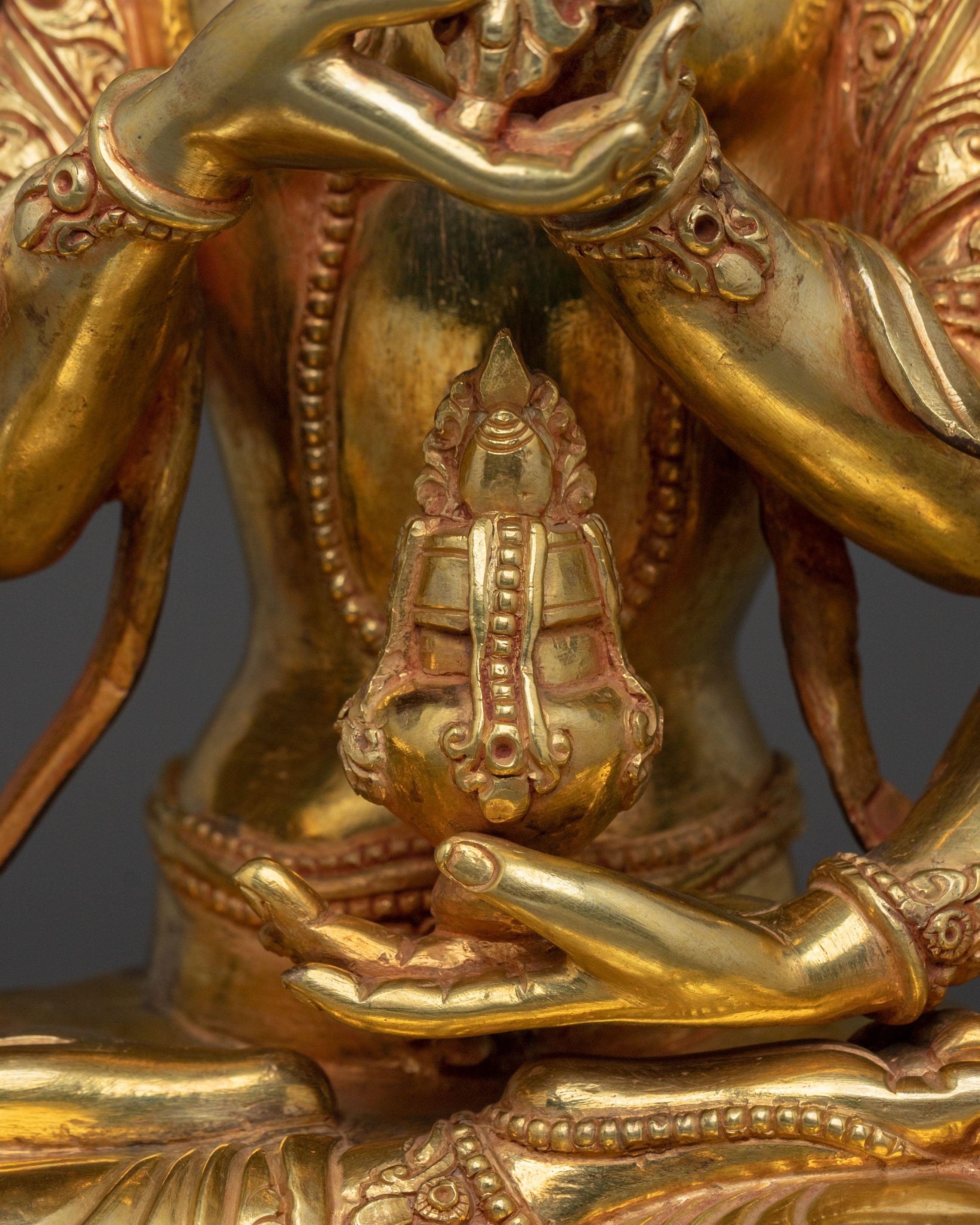 A Radiant Handmade Namgyalma Statue Set | 24K Gold Glided