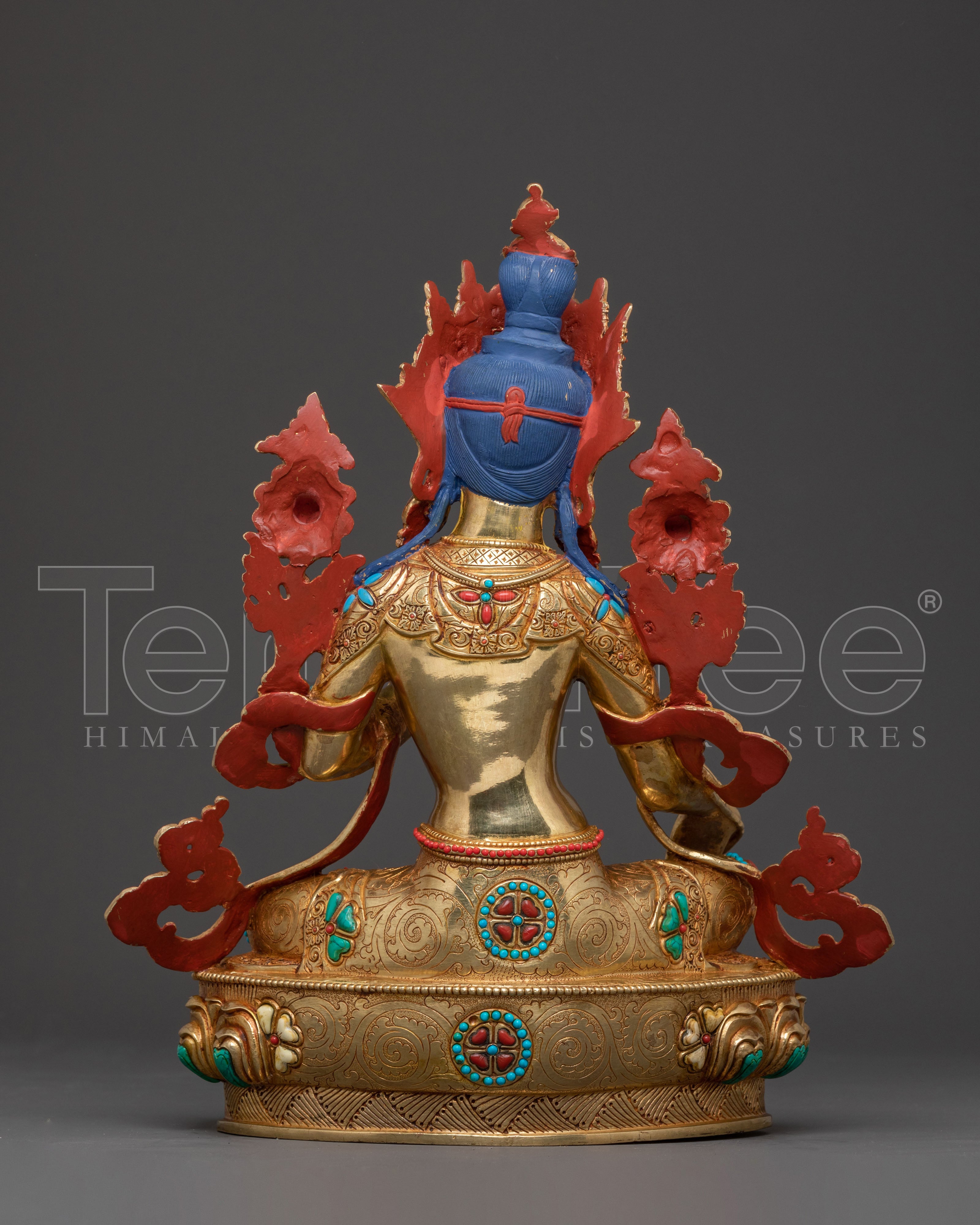 24k Gold Gilded Copper Green Tara Sculpture – Exquisite Himalayan Artistry