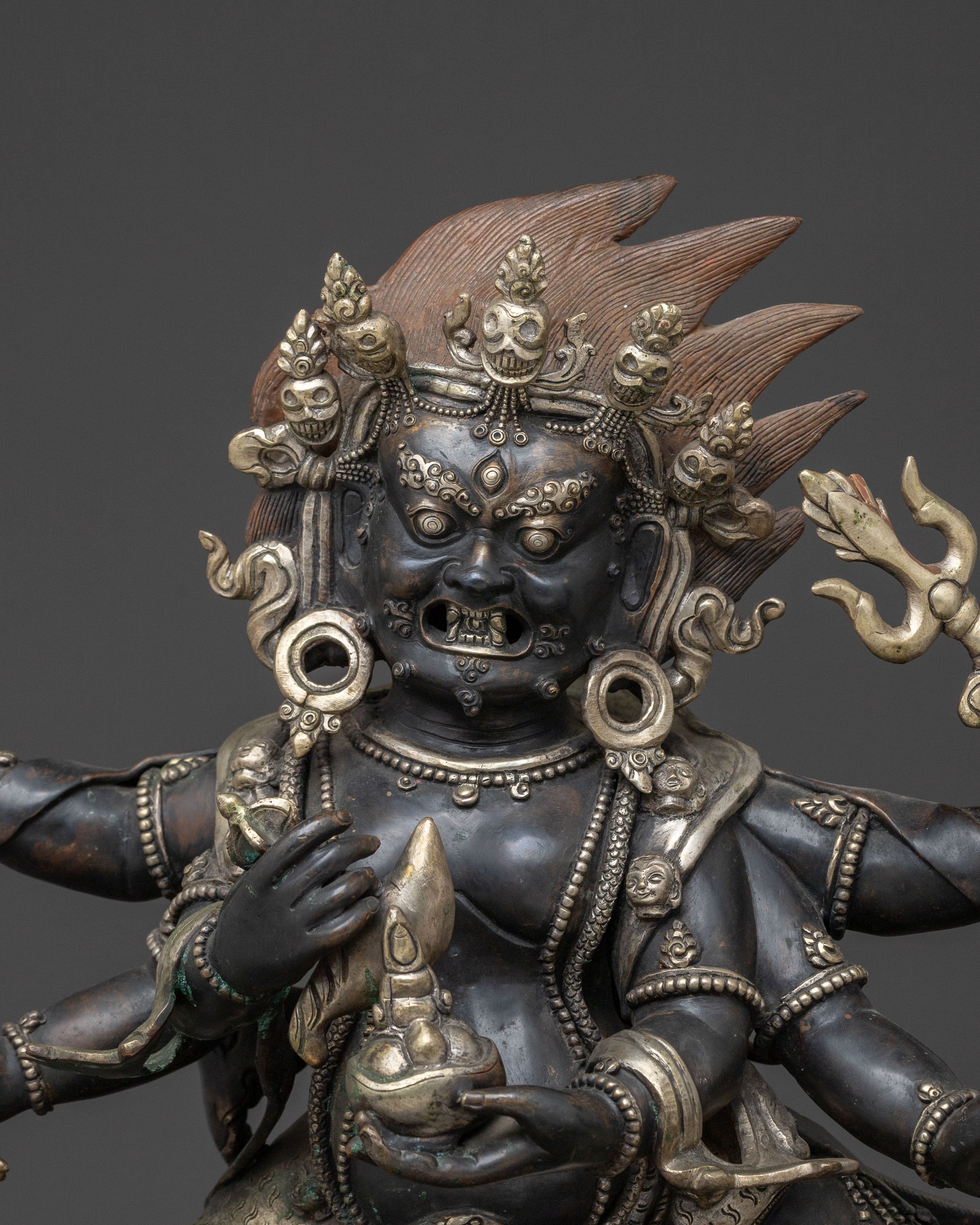 Six-Armed Mahakala Sacred Statue | Antique Finishing