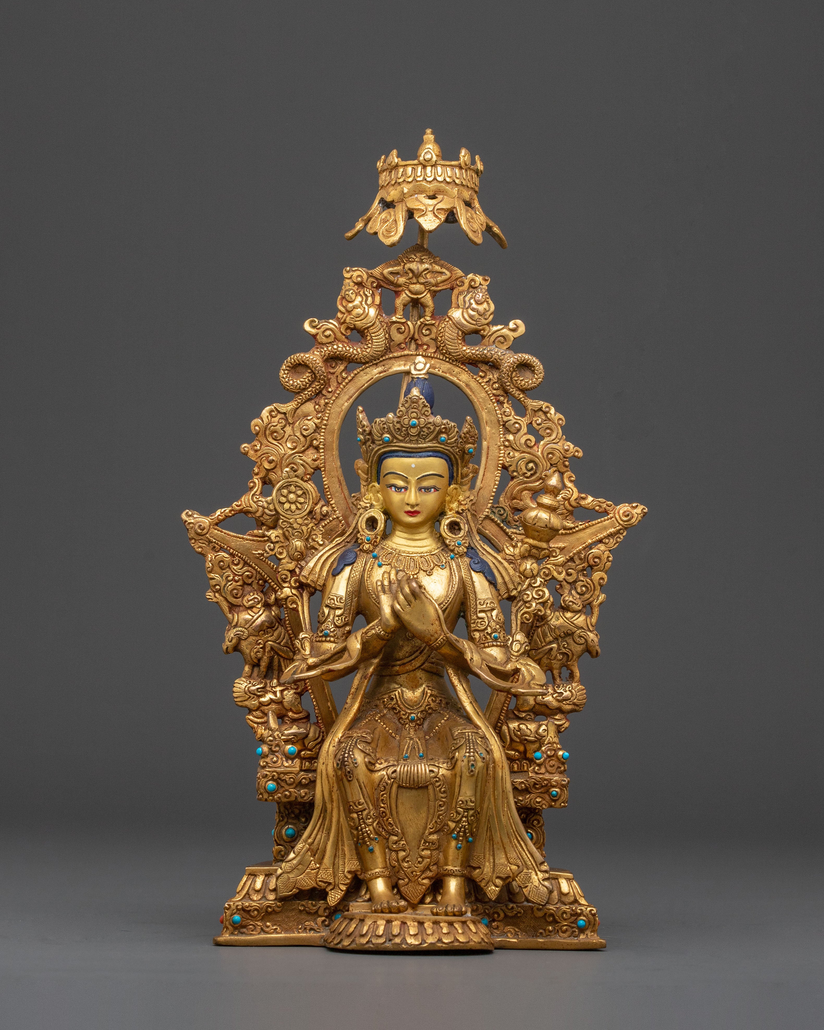 Maitreya Buddha Future Hope Statue | 24K Gold Gilded Future Buddha Sculpture