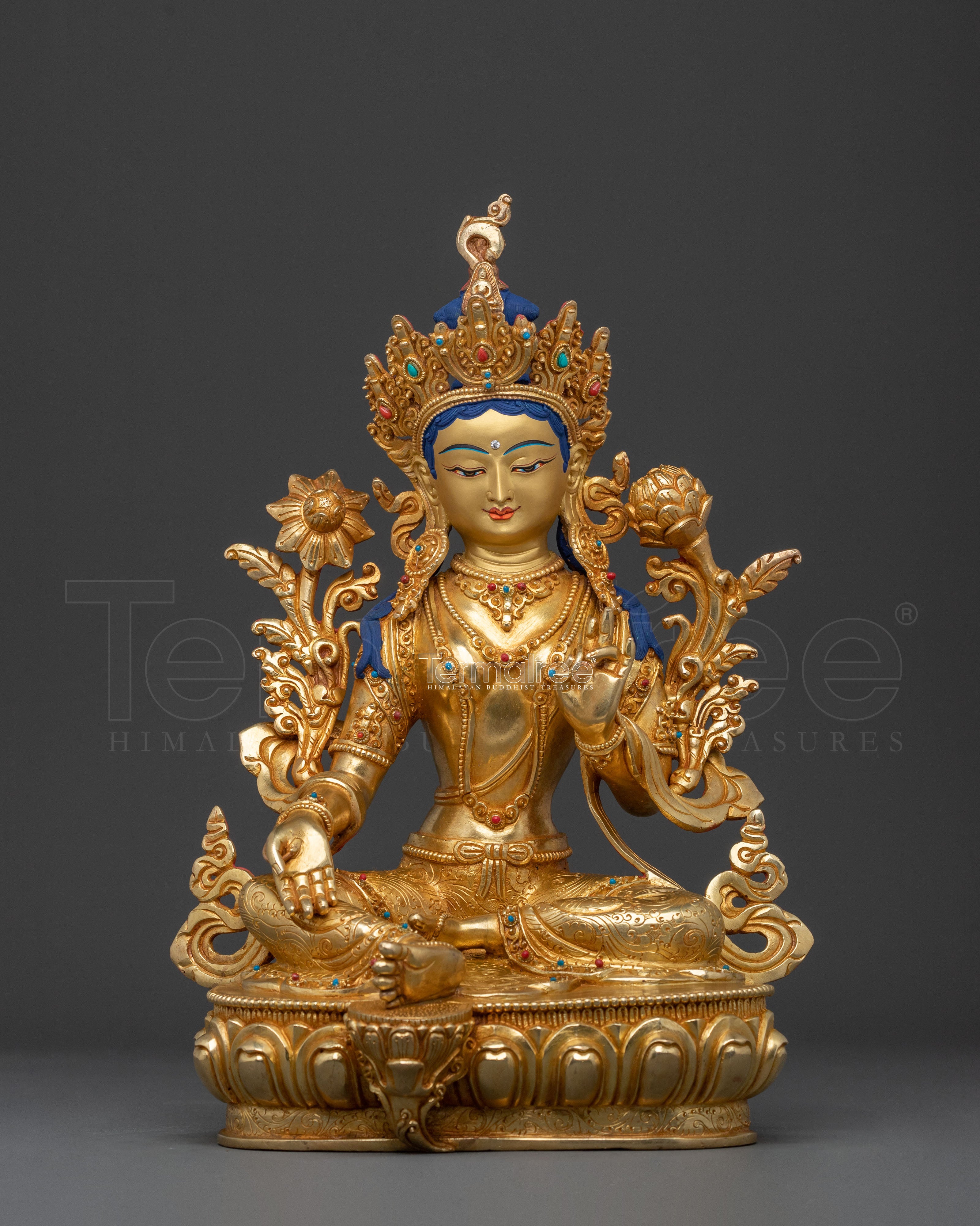 Golden Green Tara Statue