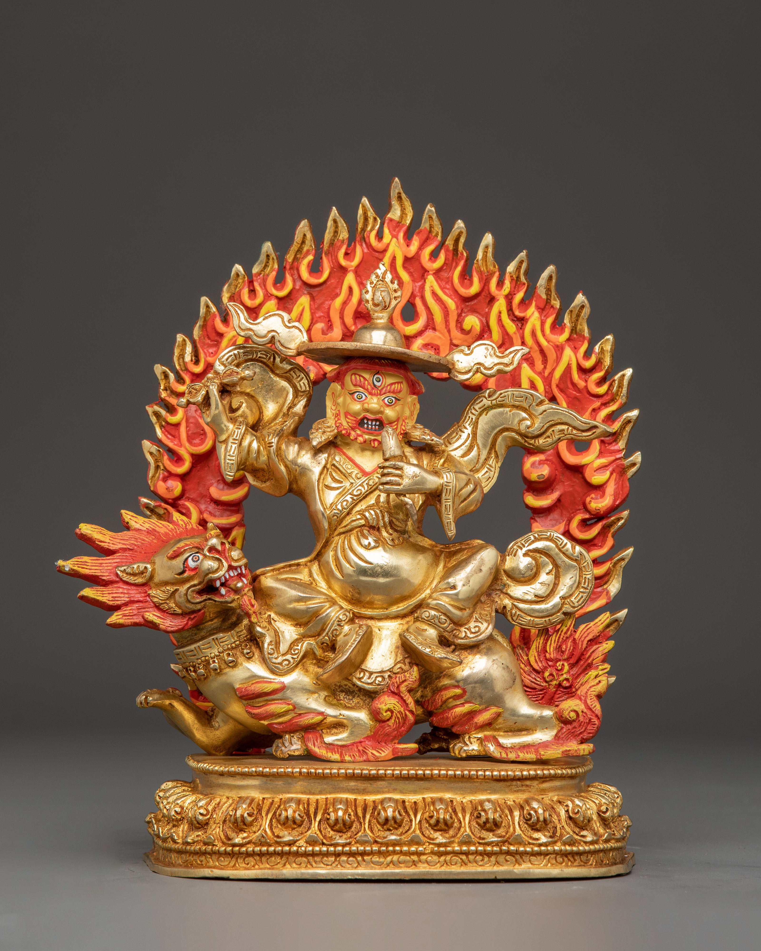 Three Tibetan Protector Deities Statue Set | Rahula, Dorje Legpa & Ekajati Statue Set