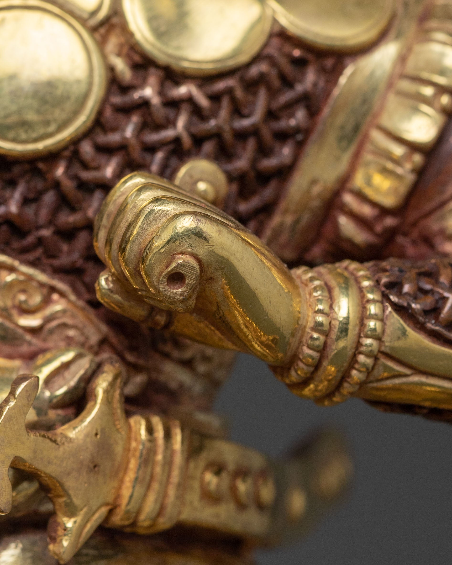 Buddhist Protector: King Gesar Oxidized Copper Statue
