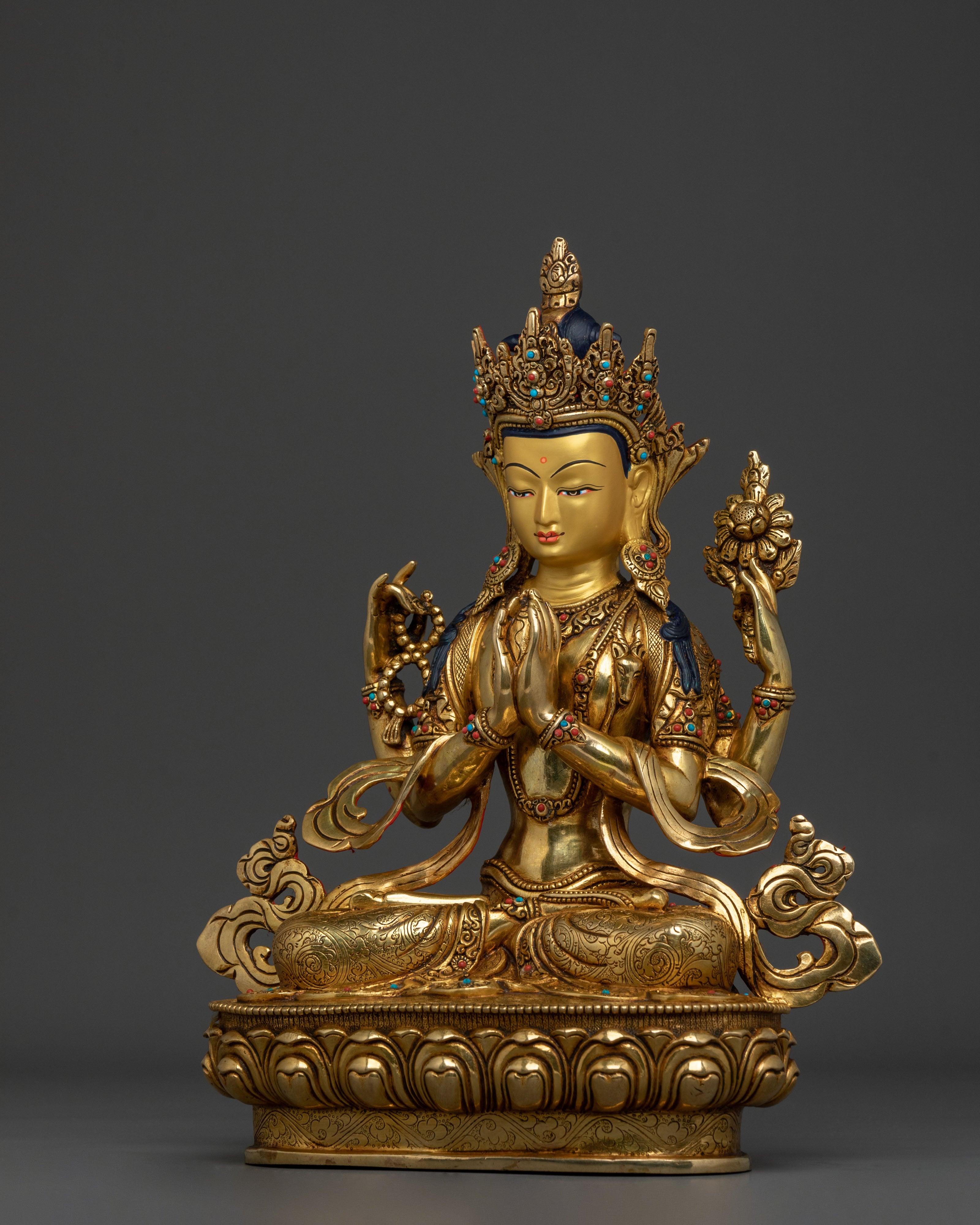 Four Armed Chenrezig Statue: Compassionate Figurine