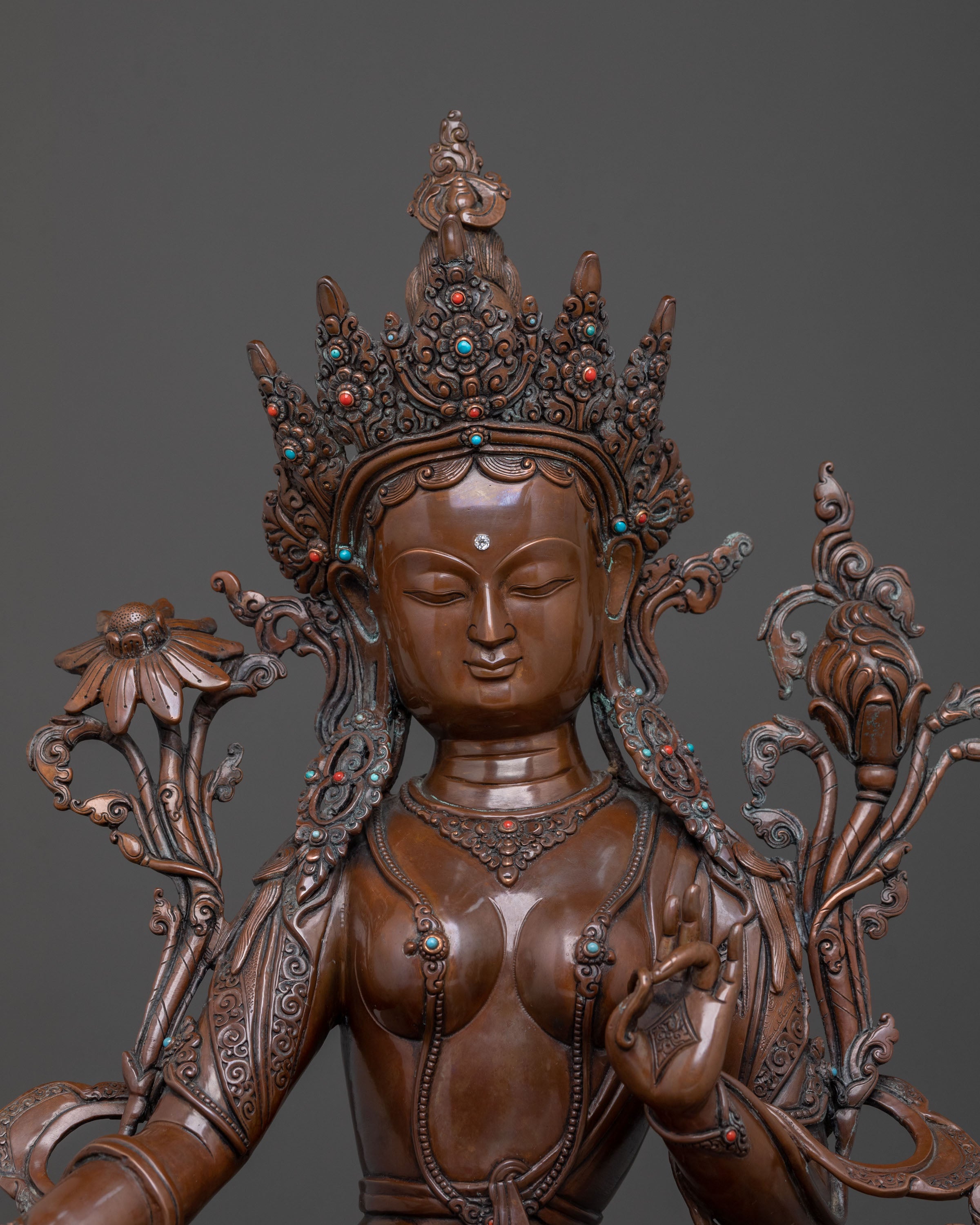 Handmade Green Tara Statue | Buddhist Goddess