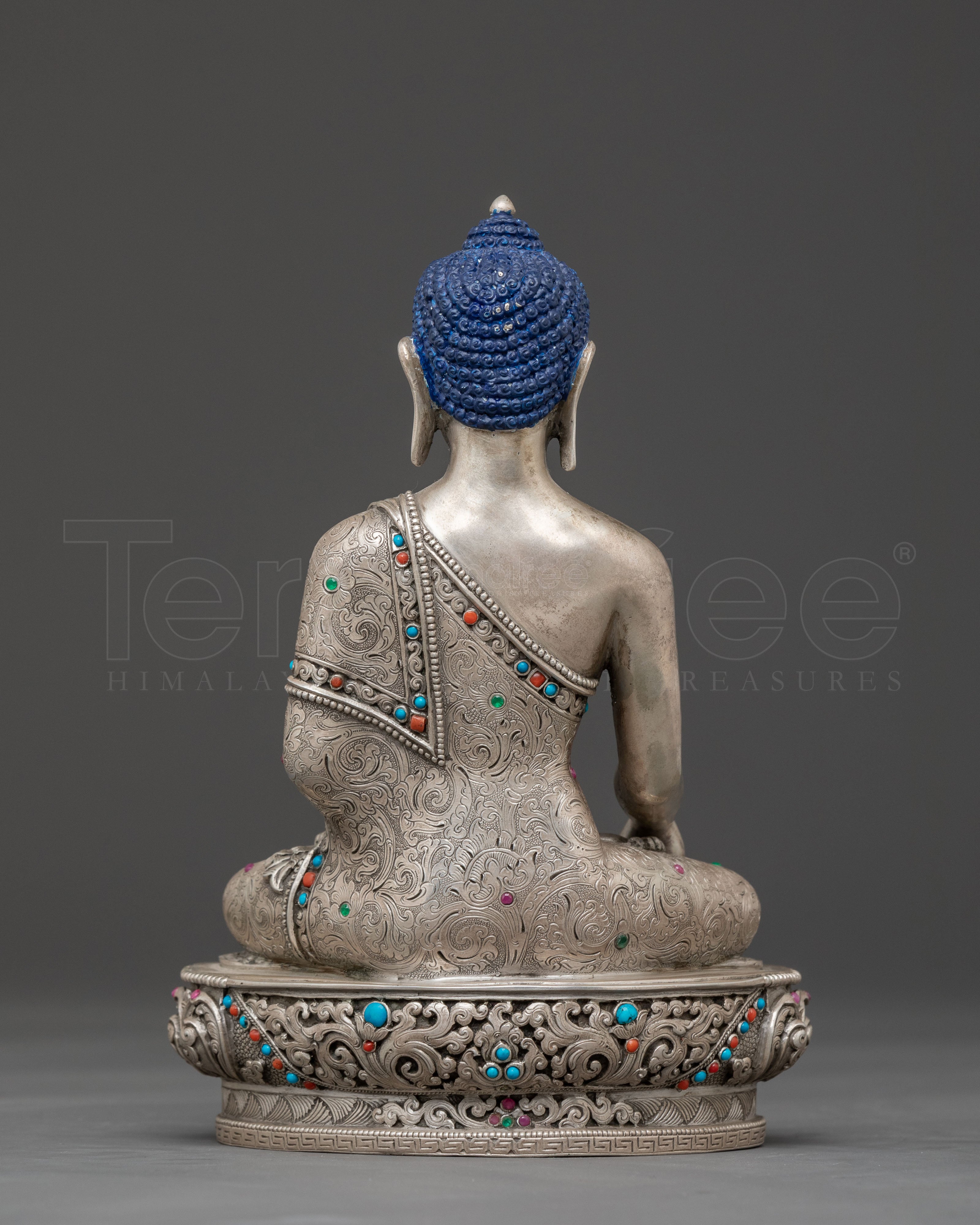 Wisdom Master Shakyamuni Statue: 92.5 Silver Sculpture