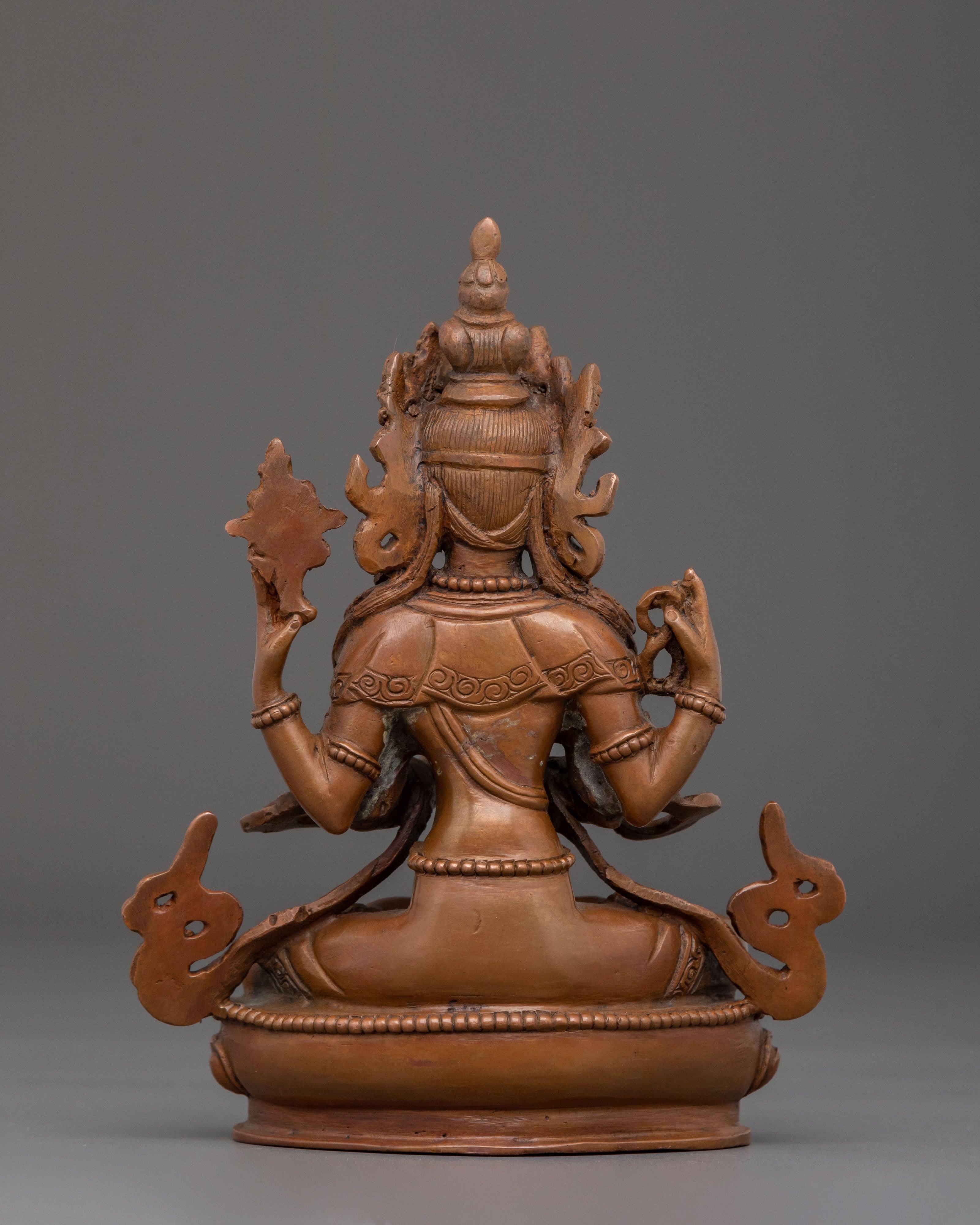 Four-Armed Chenrezig Oxidized Statue | Home Decor