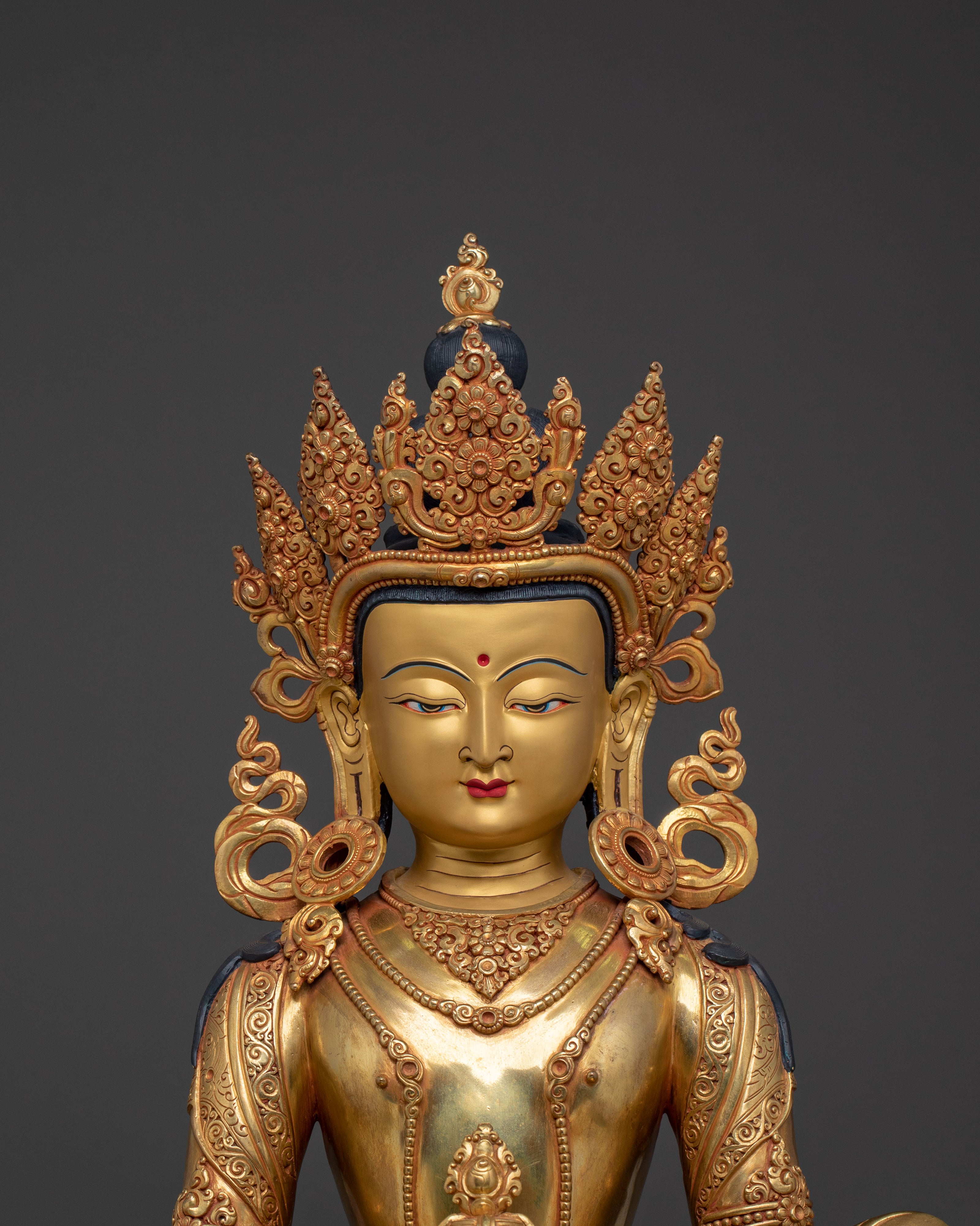 Amitayus Buddha Statue | 24K Gold Gilded Figurine