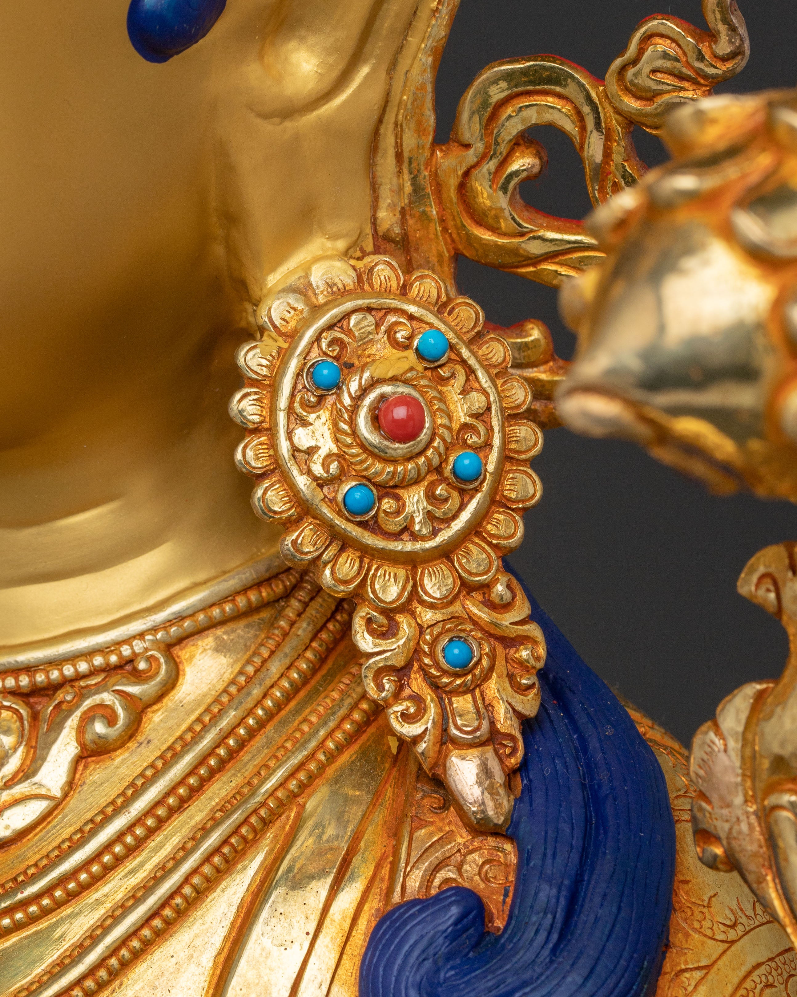 24K Gold Gilded Green Tara Spiritual Statue | Meditation Decor