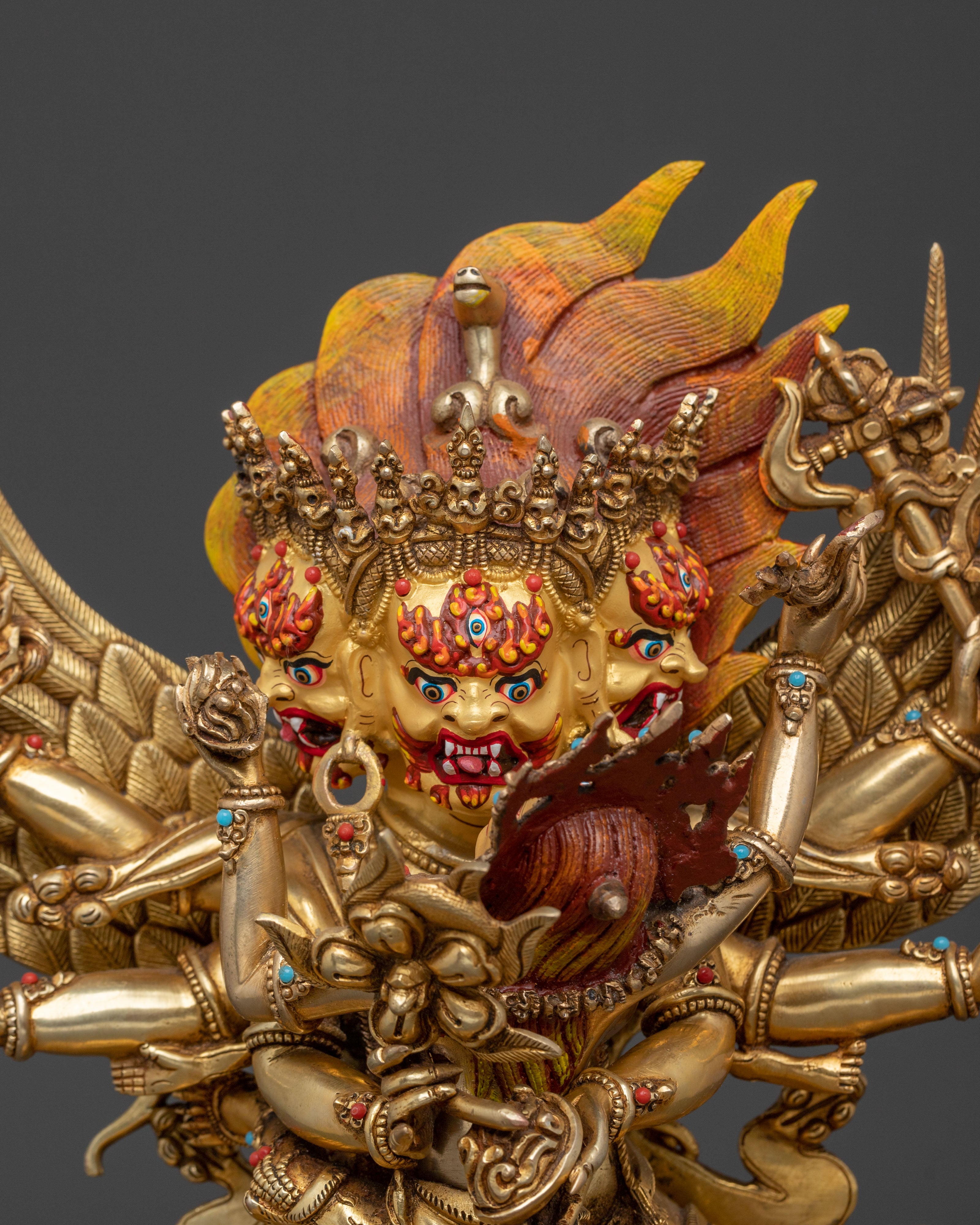 Hevajra Statue: 24k Gold Gilded Buddhist Deity
