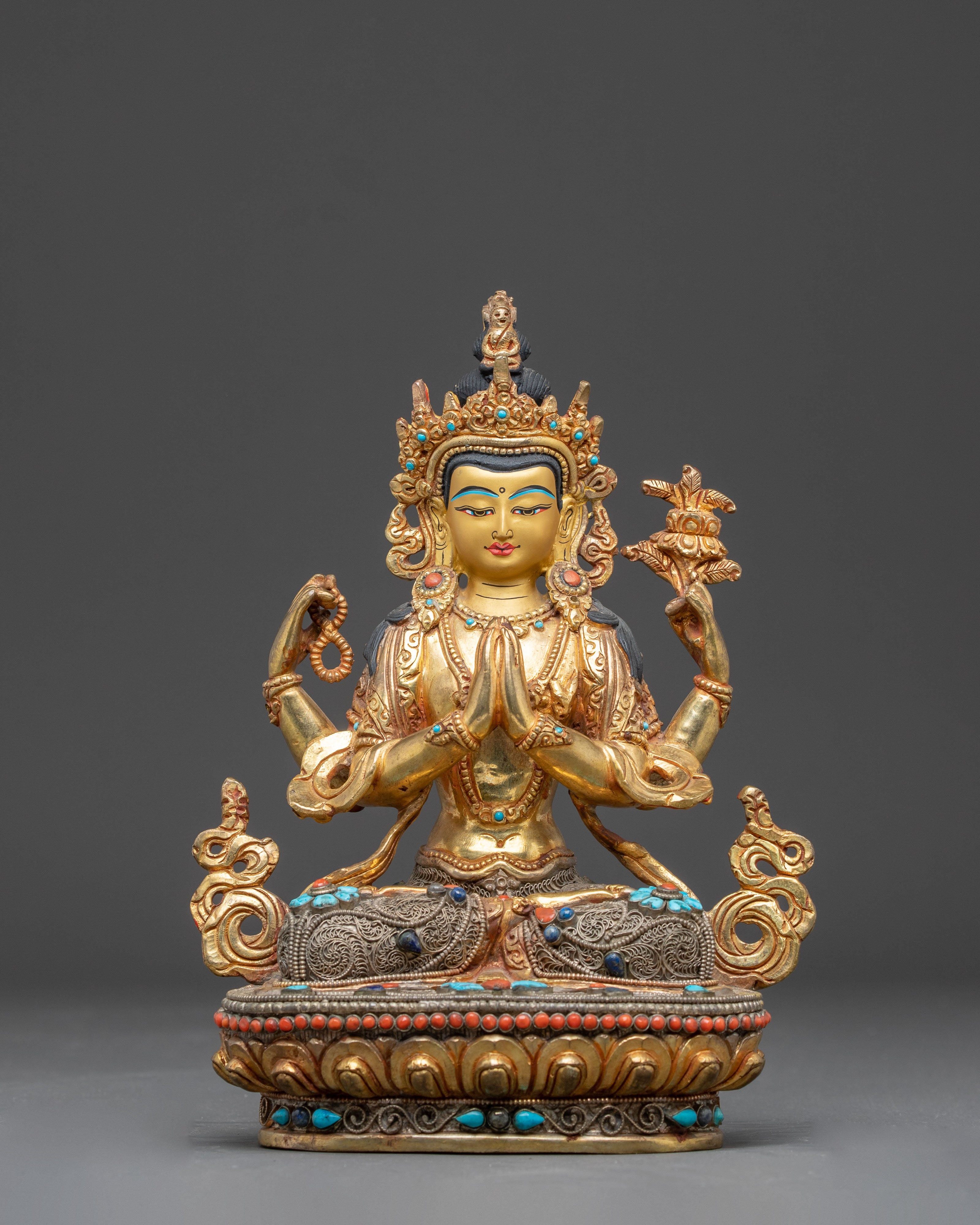 Golden Avalokiteshvara Handcrafted Statue