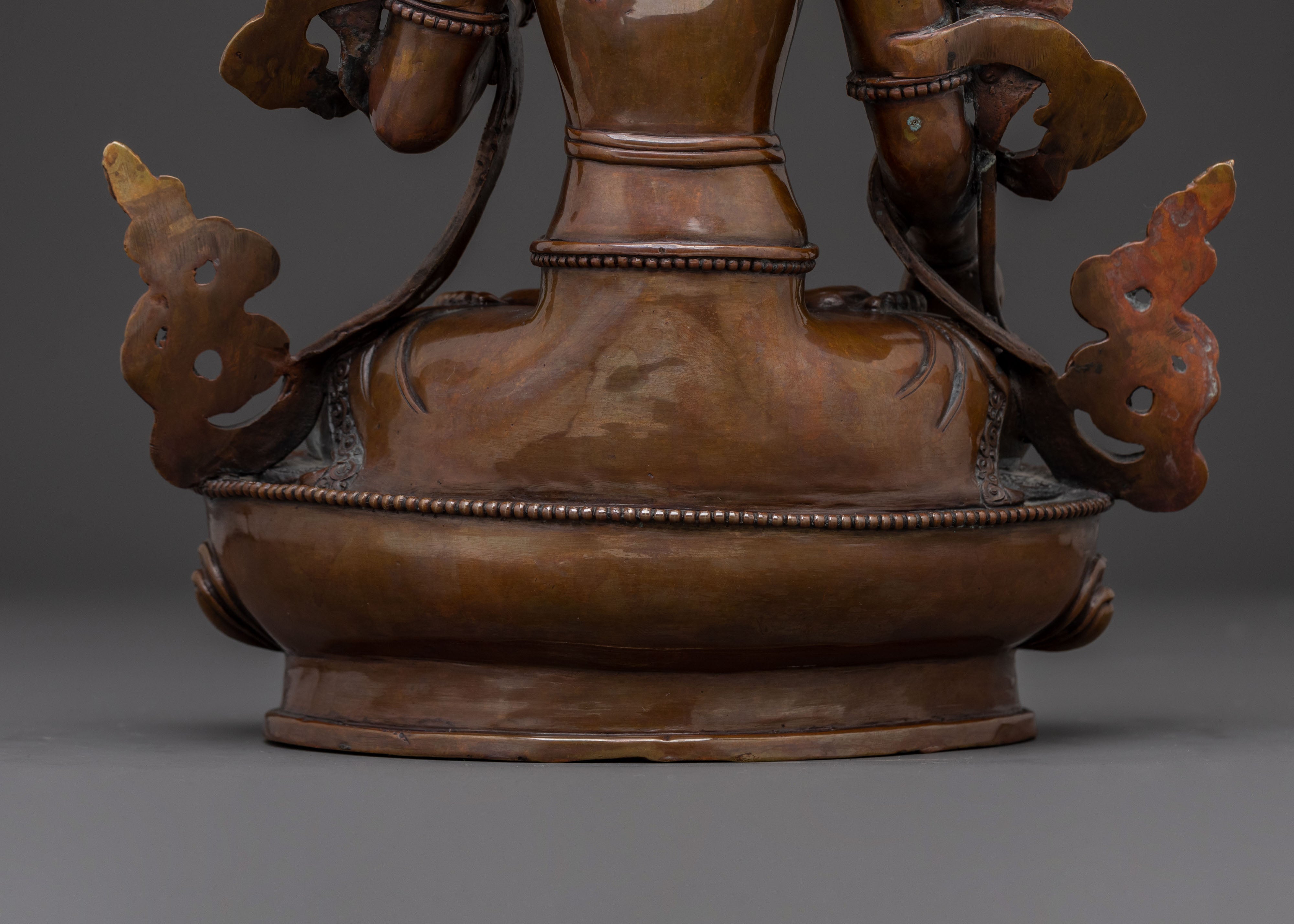 White Tara Oxidized Copper Statue | Spiritual Icon