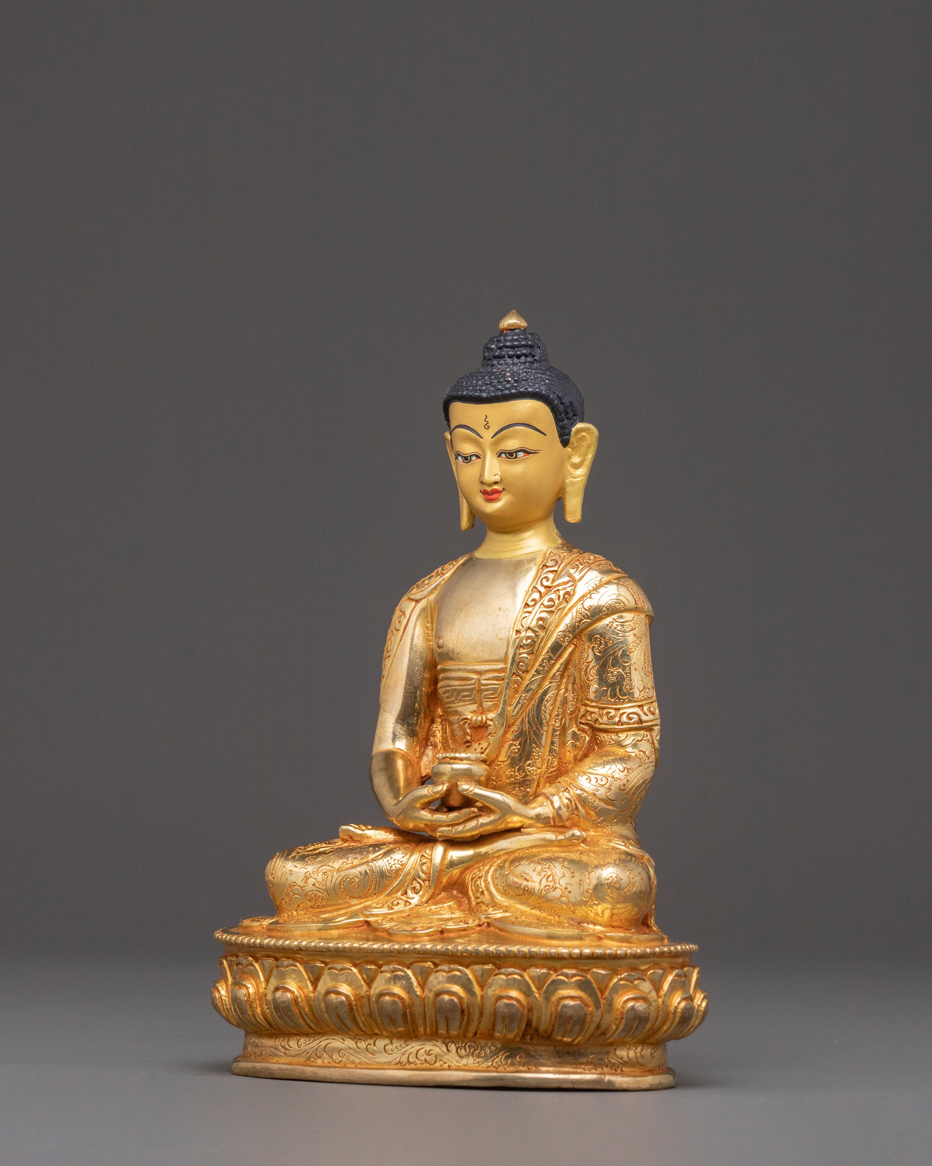 Serene Amitabha Buddha Statue - 24K Gold Gilded Art
