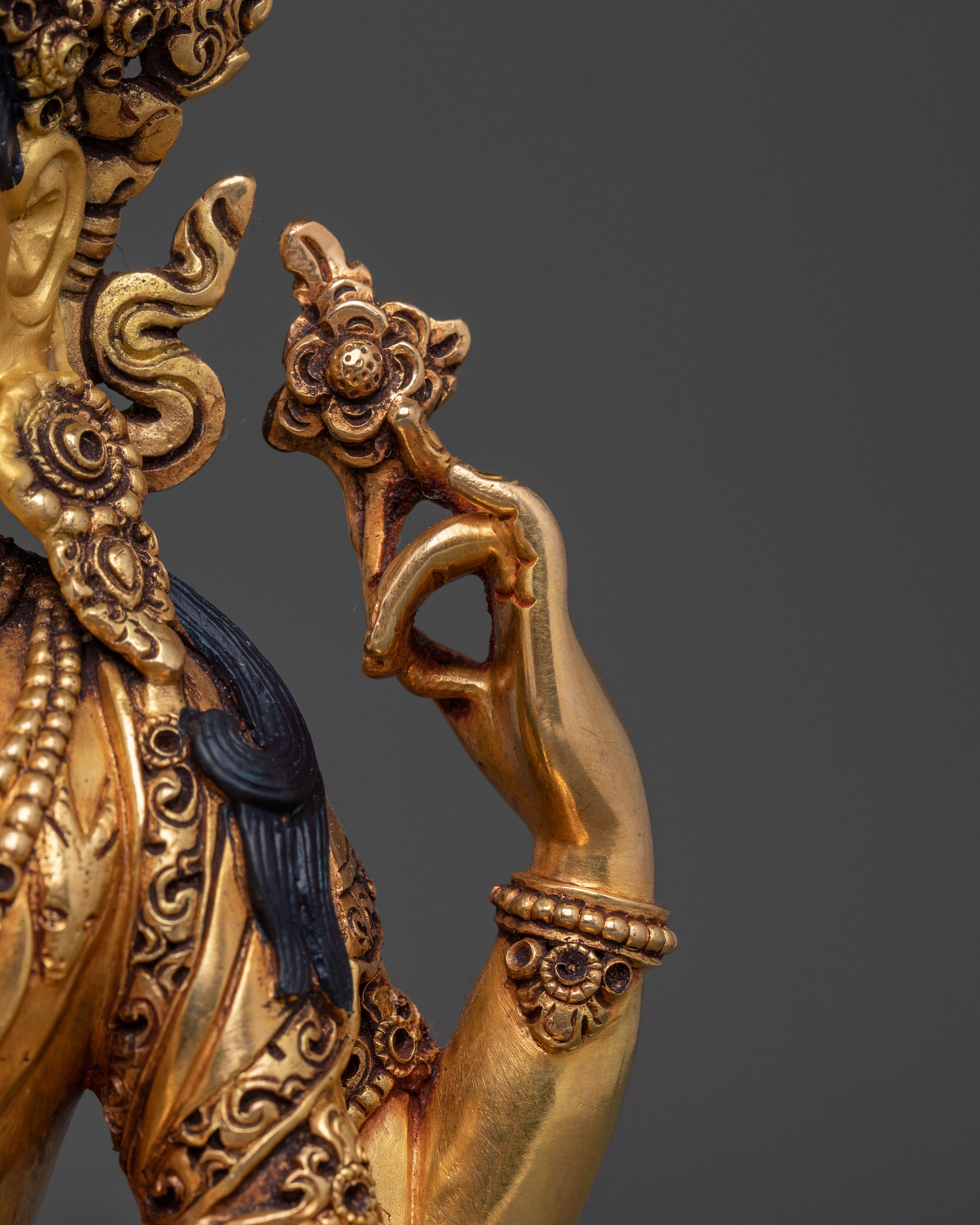 Chenrezig, Hand-Gilded Copper Statue