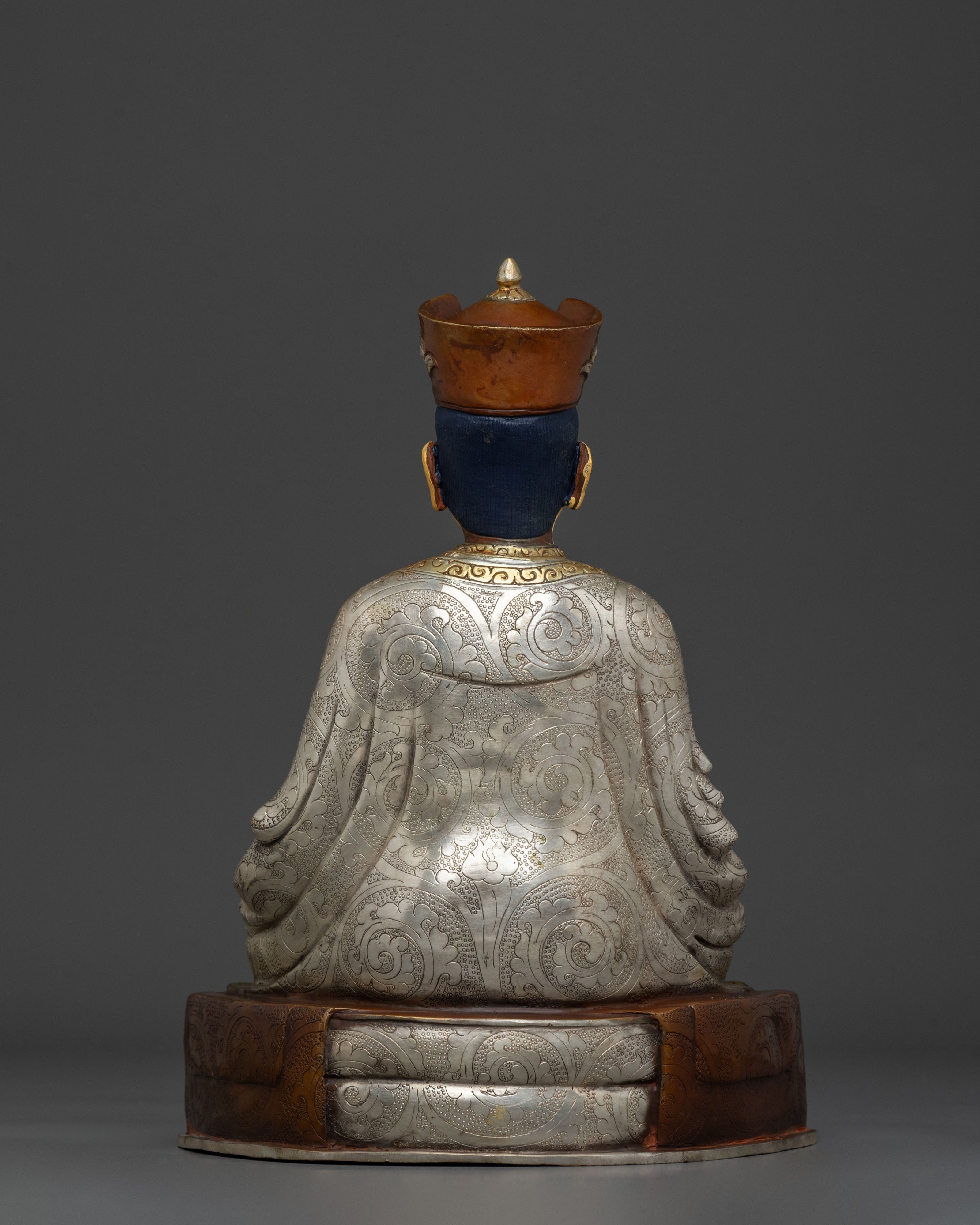 Buddhist Master Karmapa Sculpture: Handcrafted Gold and Silver Gilded Art