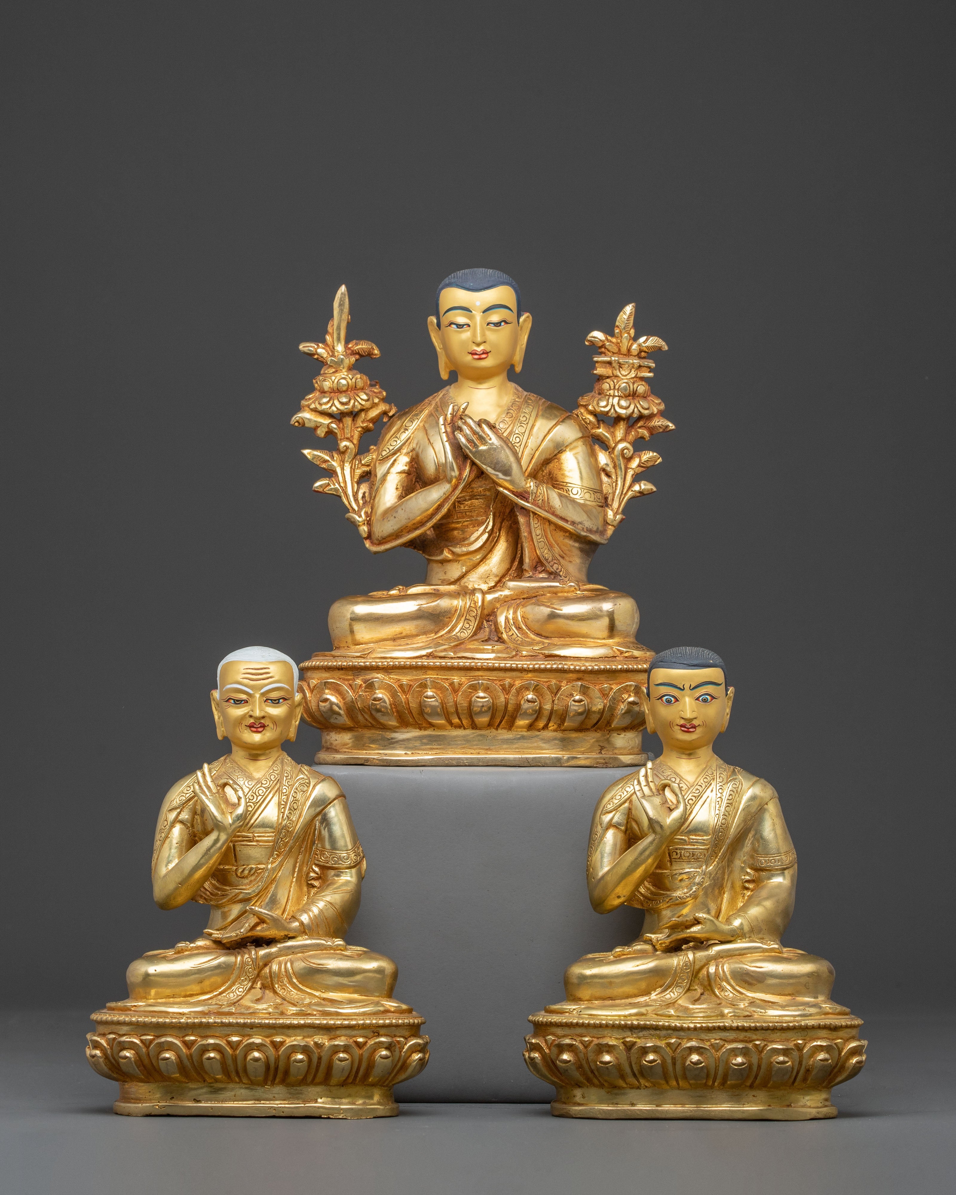 Golden Buddhist Master Set Statue 