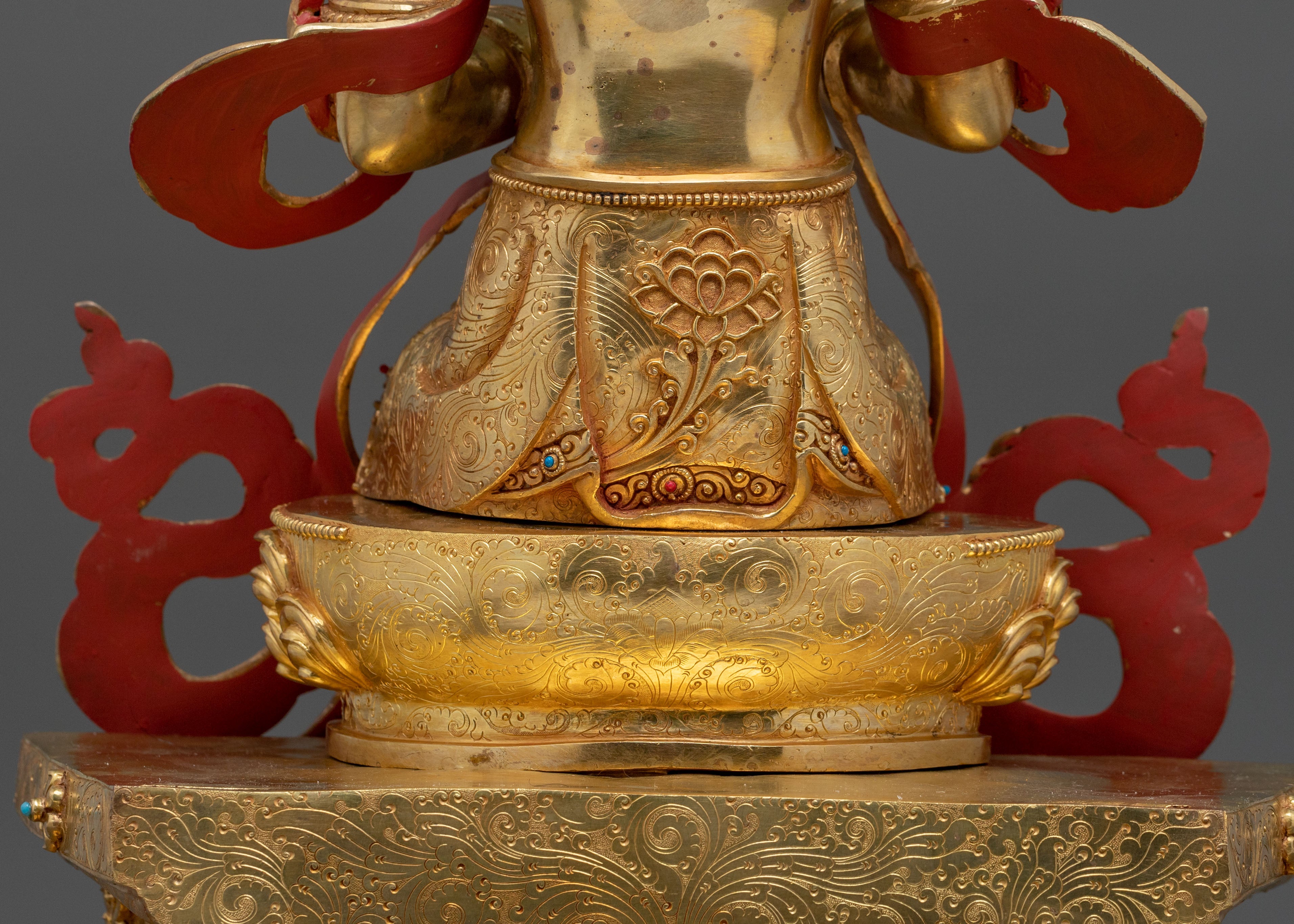 Maitreya Buddha Fire Gold Gilded Statue | Home Decor