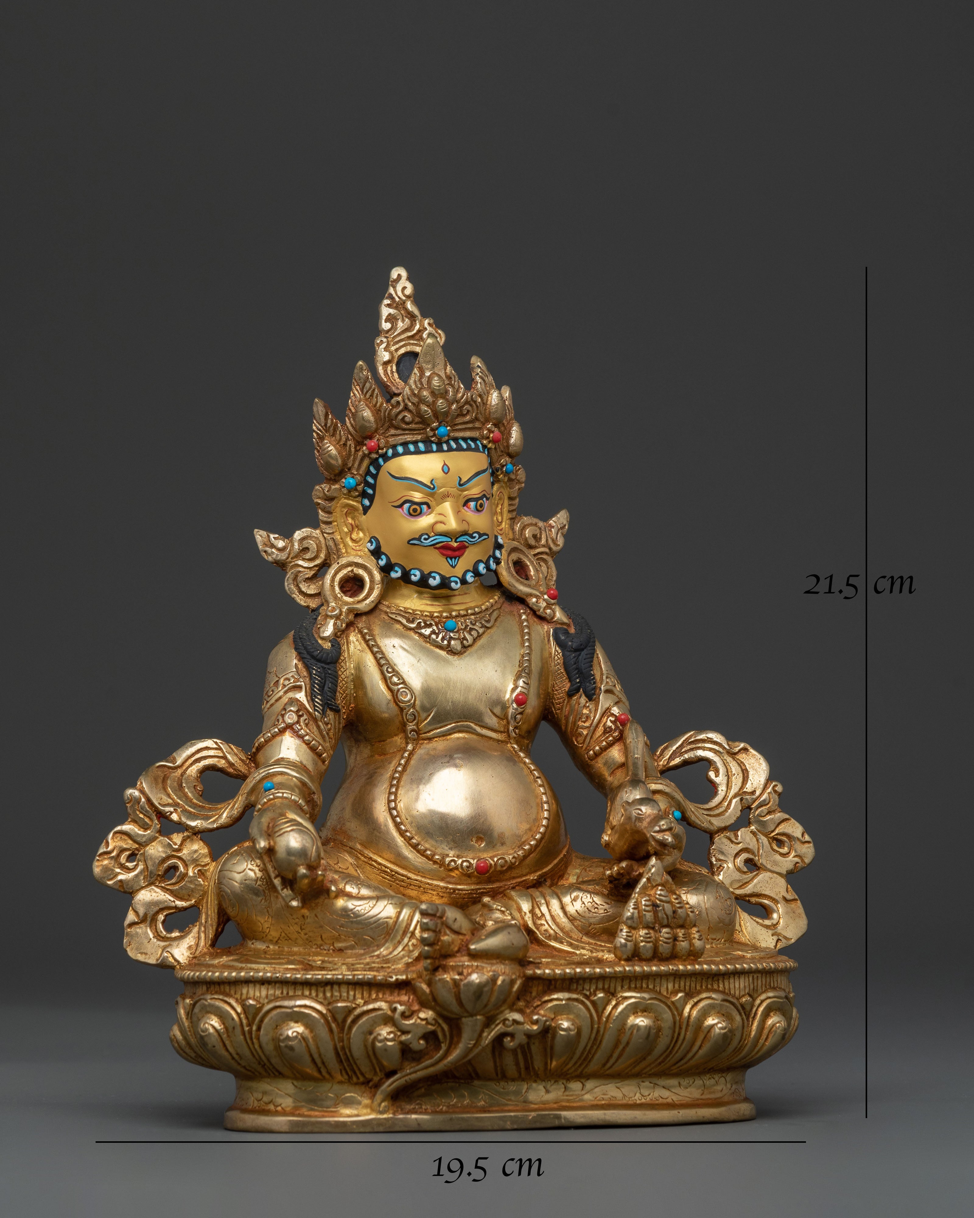 Guardian of Prosperity Dzambhala Statue, Gold Gilded