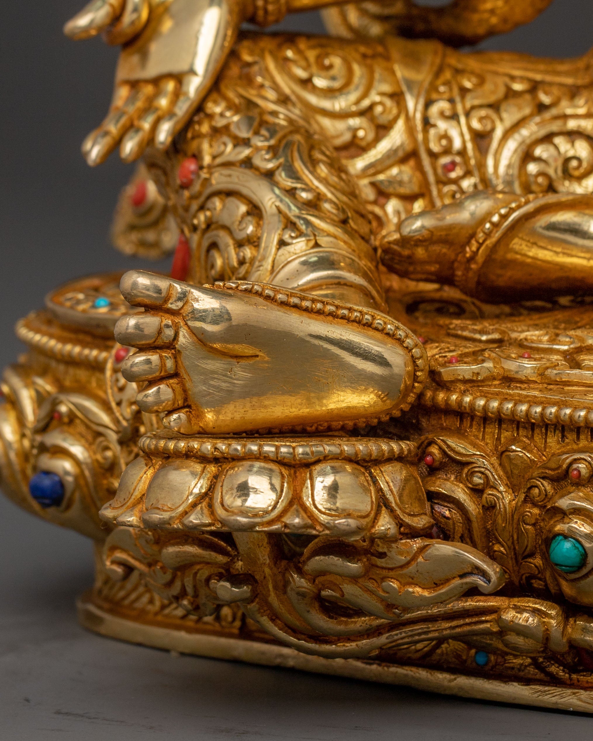 Green Tara Statue for Rituals | 24K Gold Gilded Icon