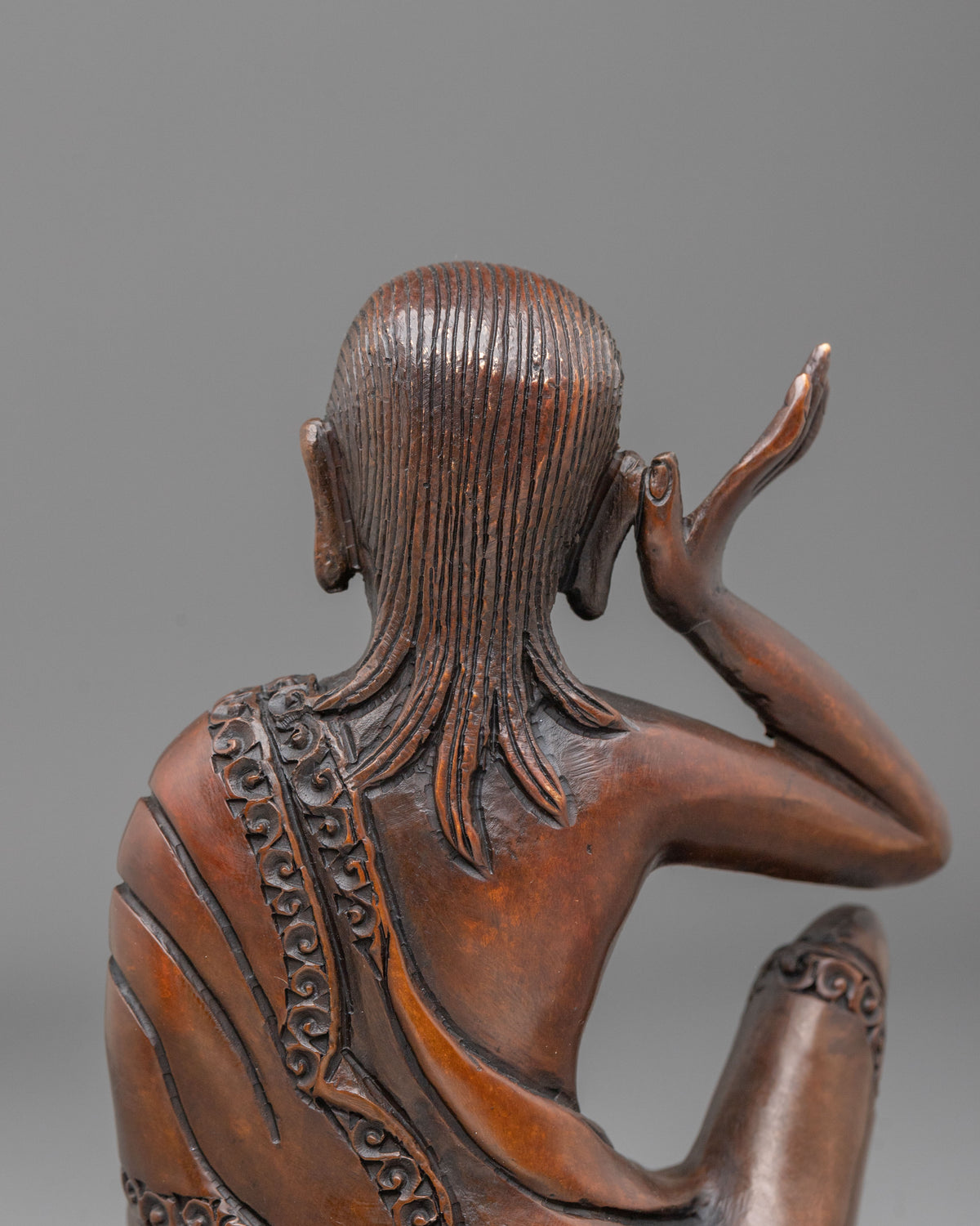 Milarepa Meditation Statue | Oxidized Copper Sculpture