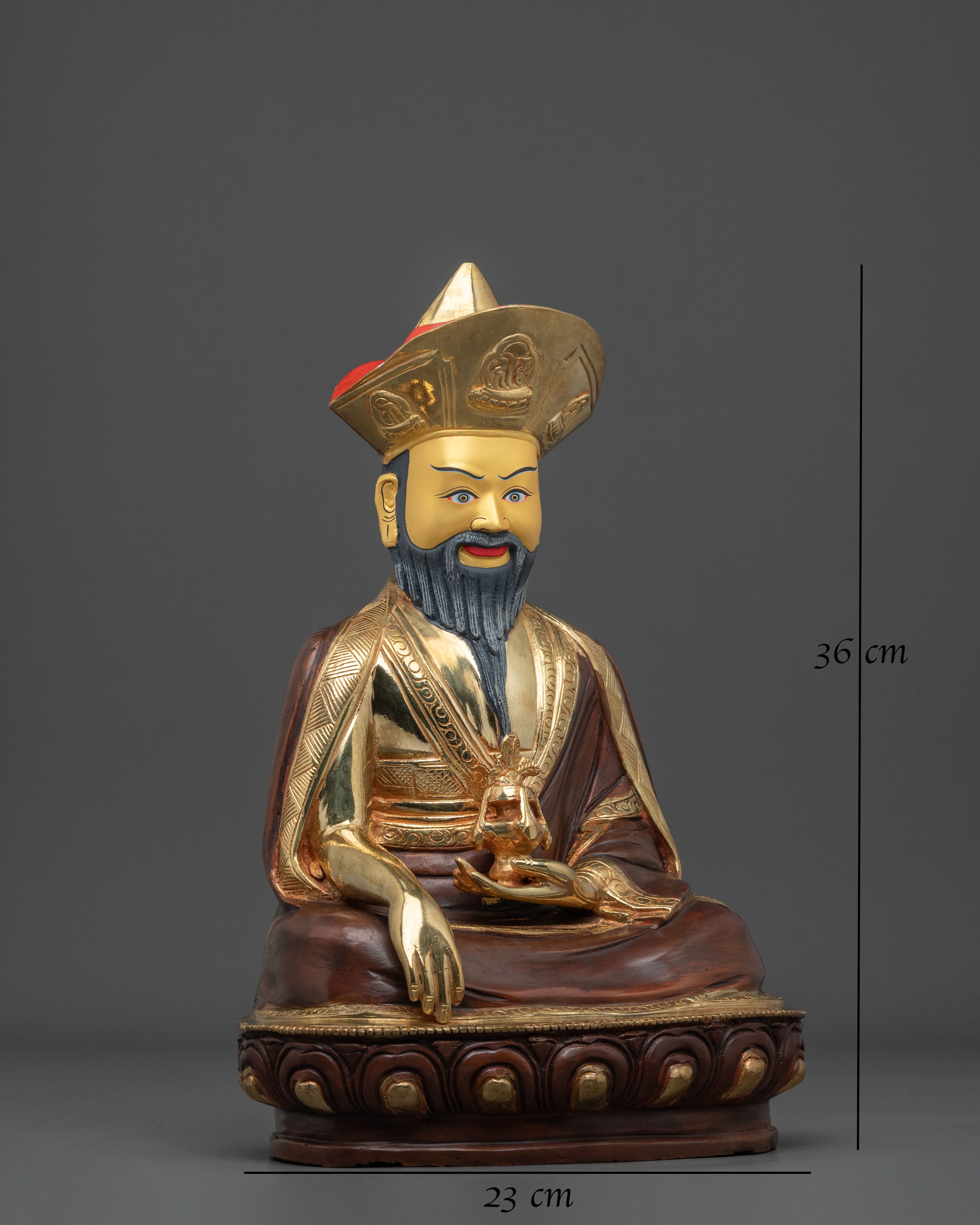 Guru Shapdum 24K Gold Coated Statue | Sacred Copper Artistry