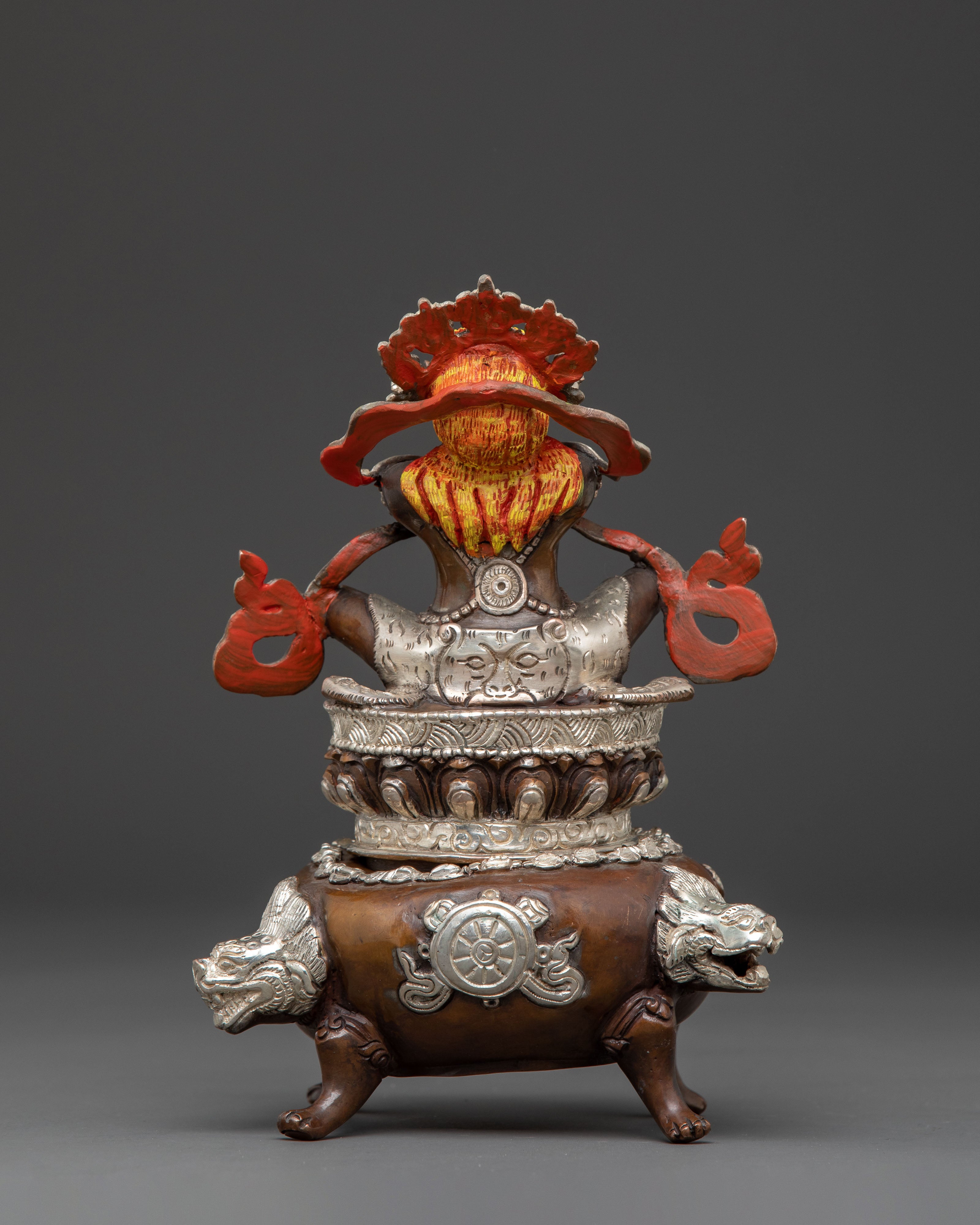 Vajradhaka Sacred Flame Statue – Oxidized Copper & Silver Sculpture