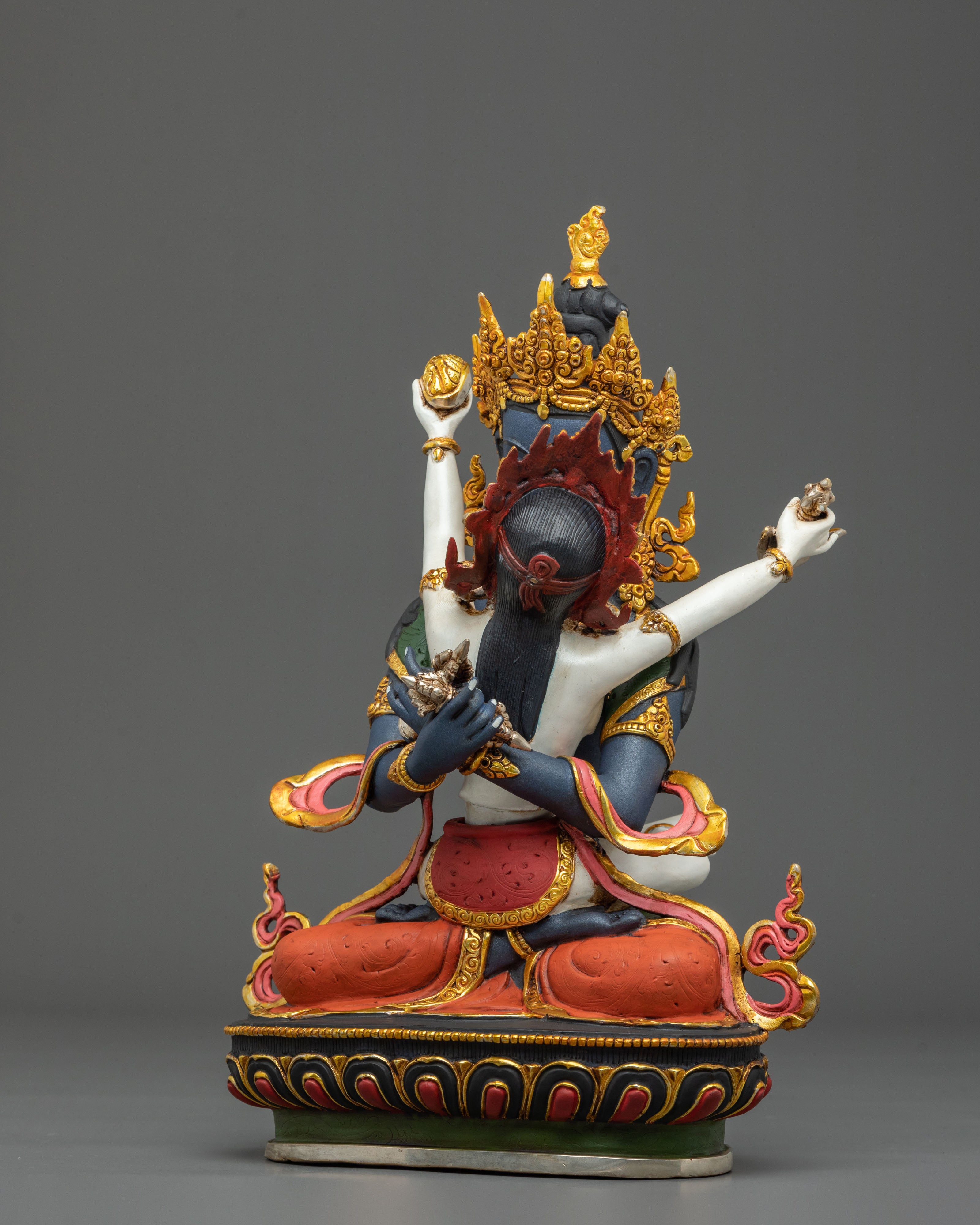 Vajradhara Statue with Consort | Gold & Acrylic Painted Figurine