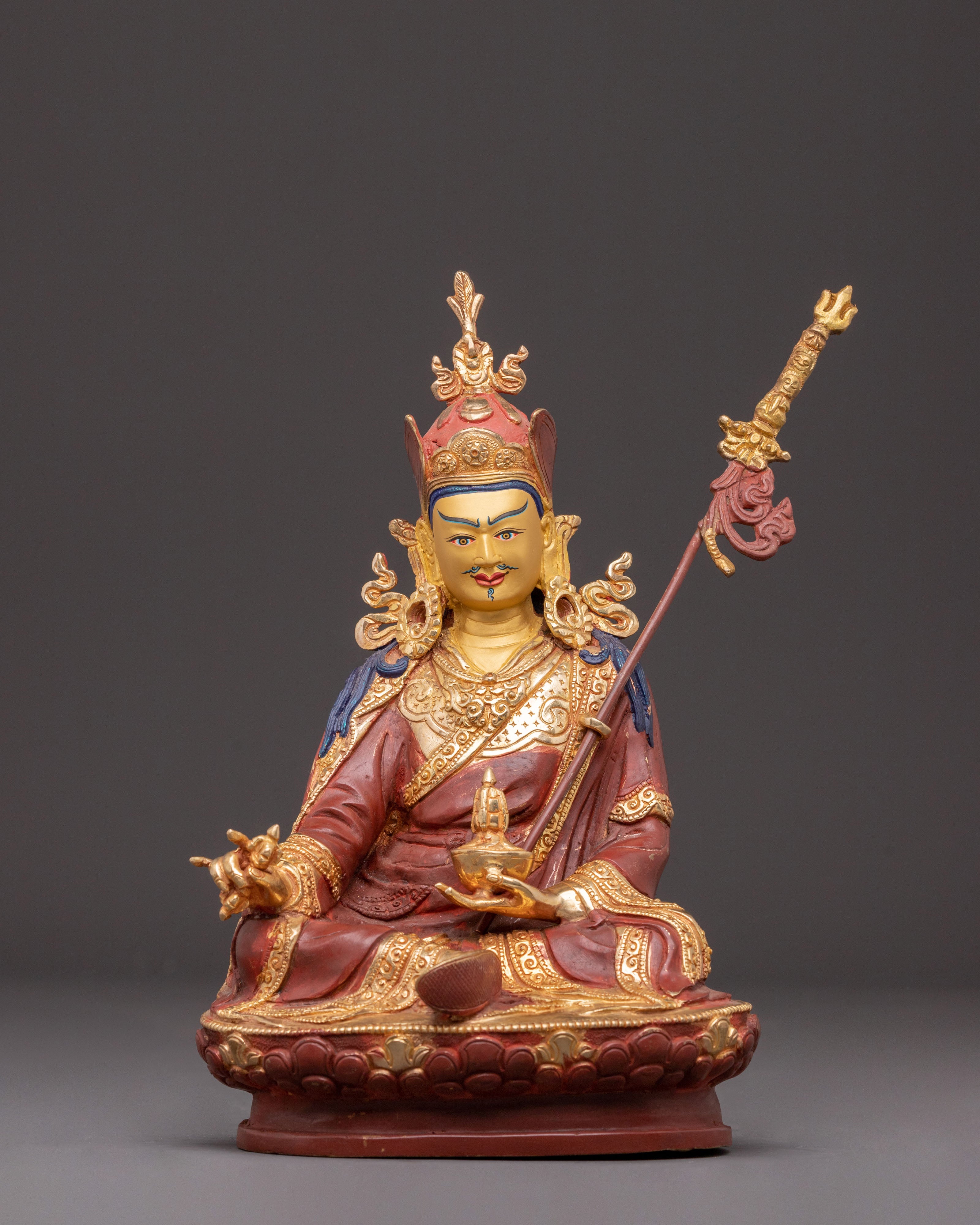 Handcrafted Guru Rinpoche Copper Sculpture | Spiritual Statue
