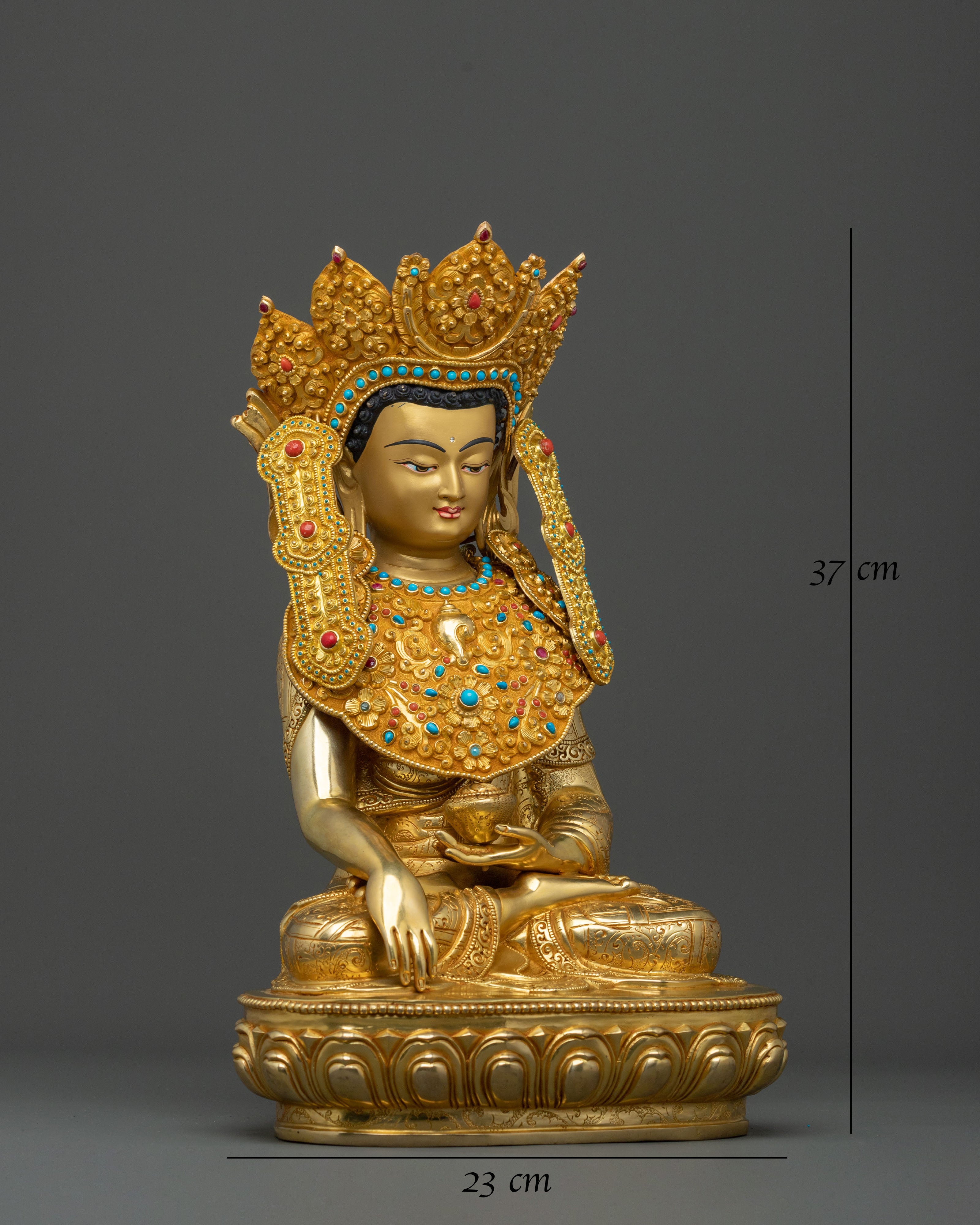 Handcrafted Crown Shakyamuni Buddha Spiritual Sculpture