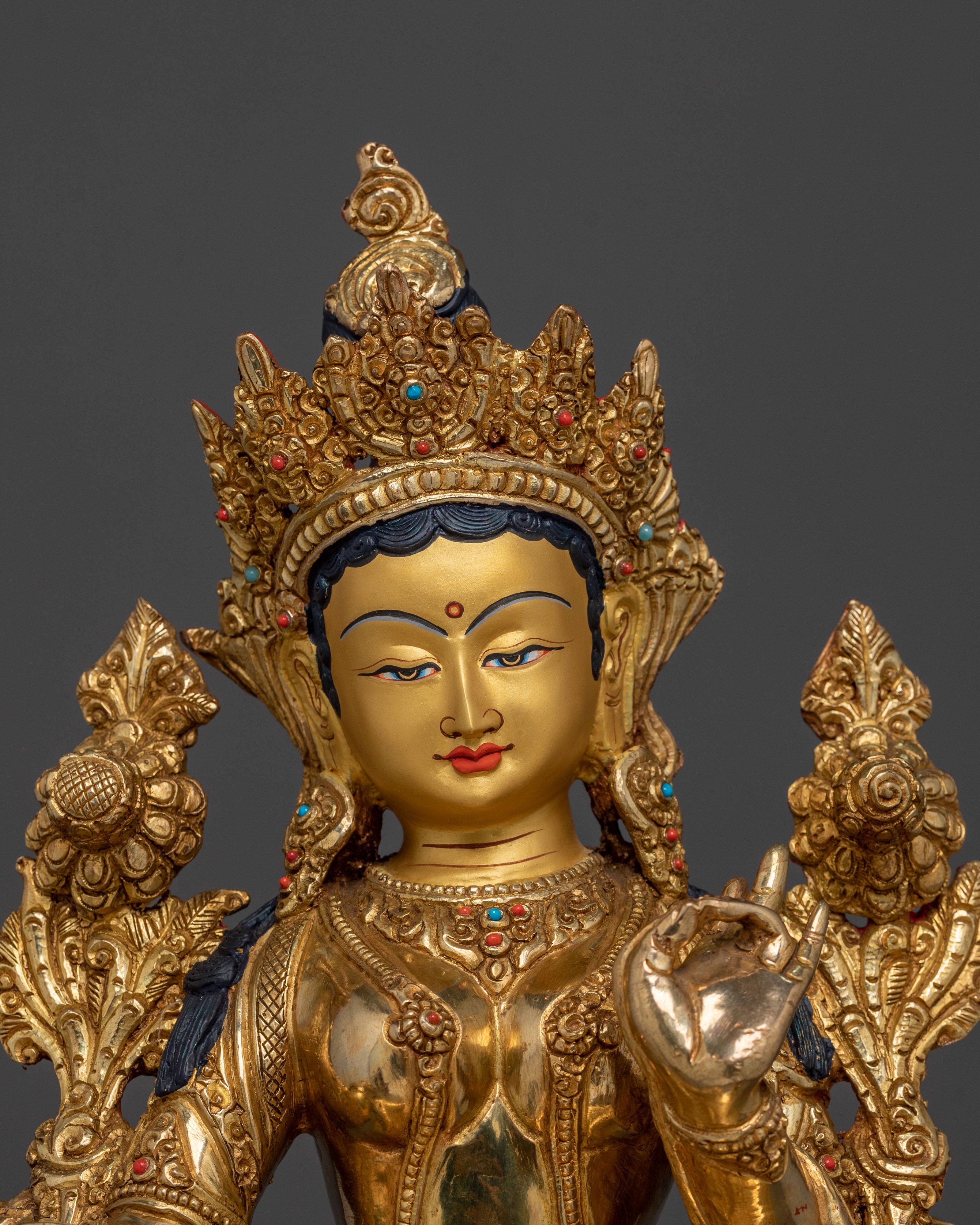 Twenty One Tara Buddhist Goddess Statue Set in 24K Gold