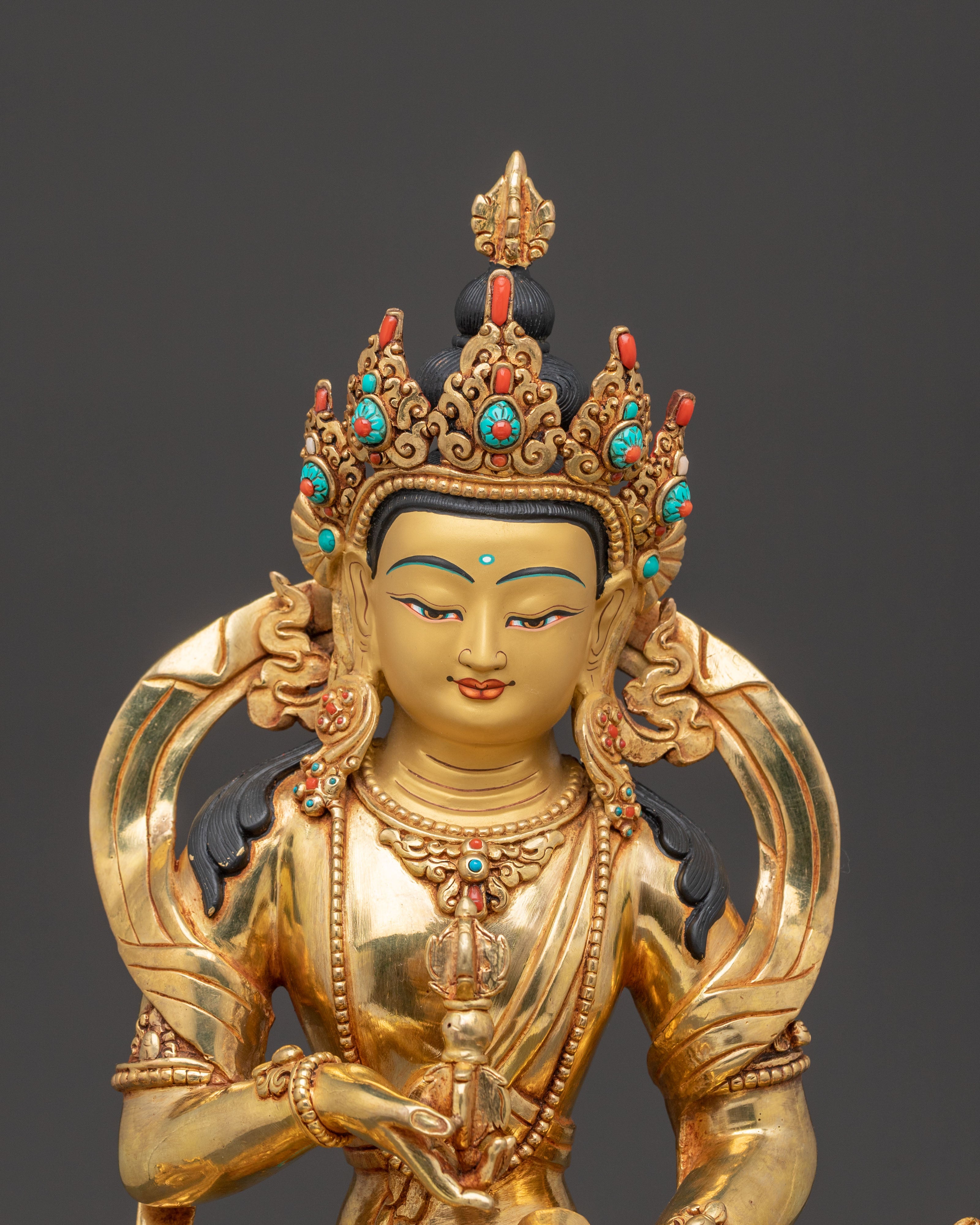 Vajrasattva Buddhist Blessing Statue – Radiant 24K Gold Masterpiece