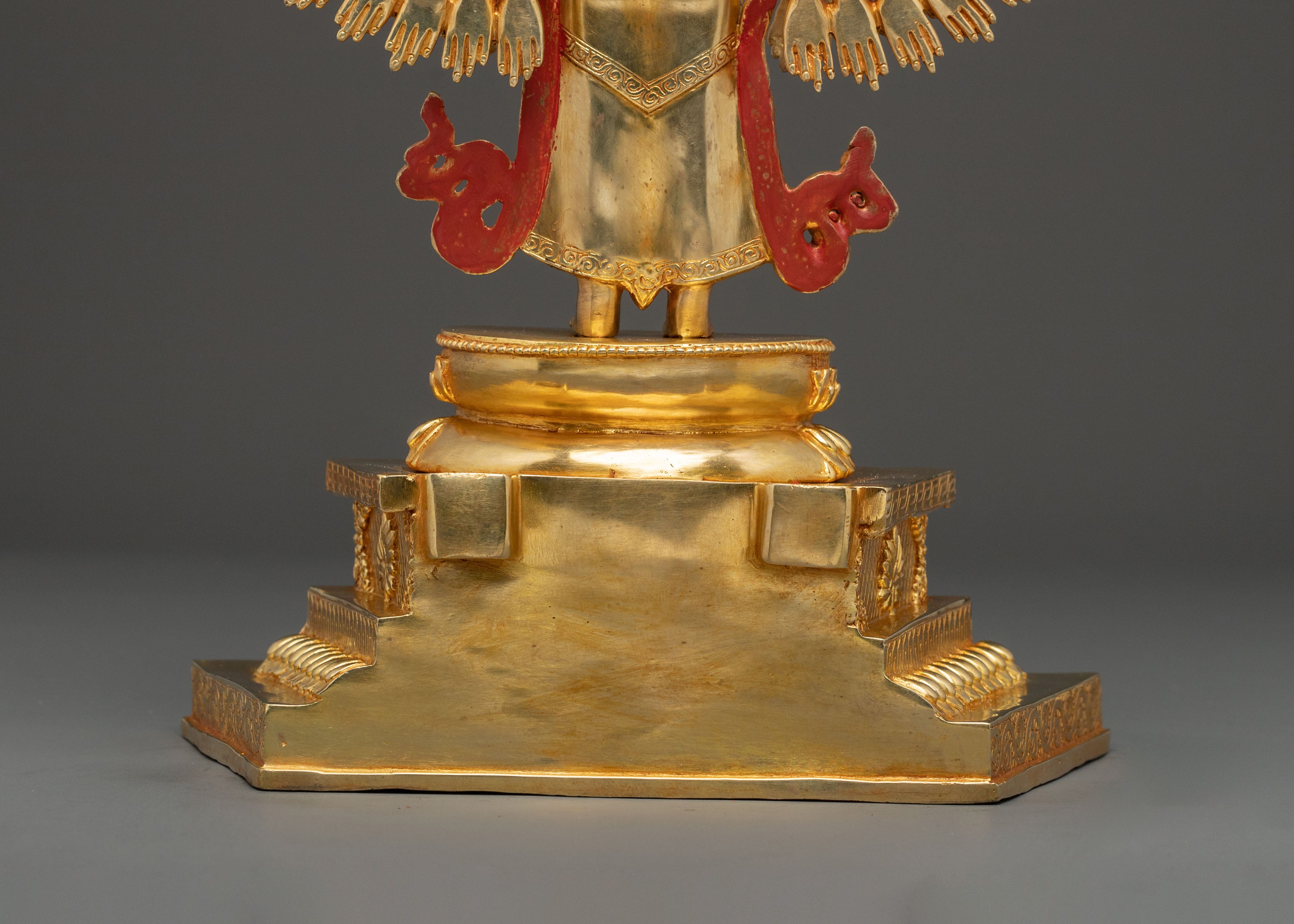 1000 Armed Chenrezig Statue | 24k Gold Glided with Gemstone Inlay
