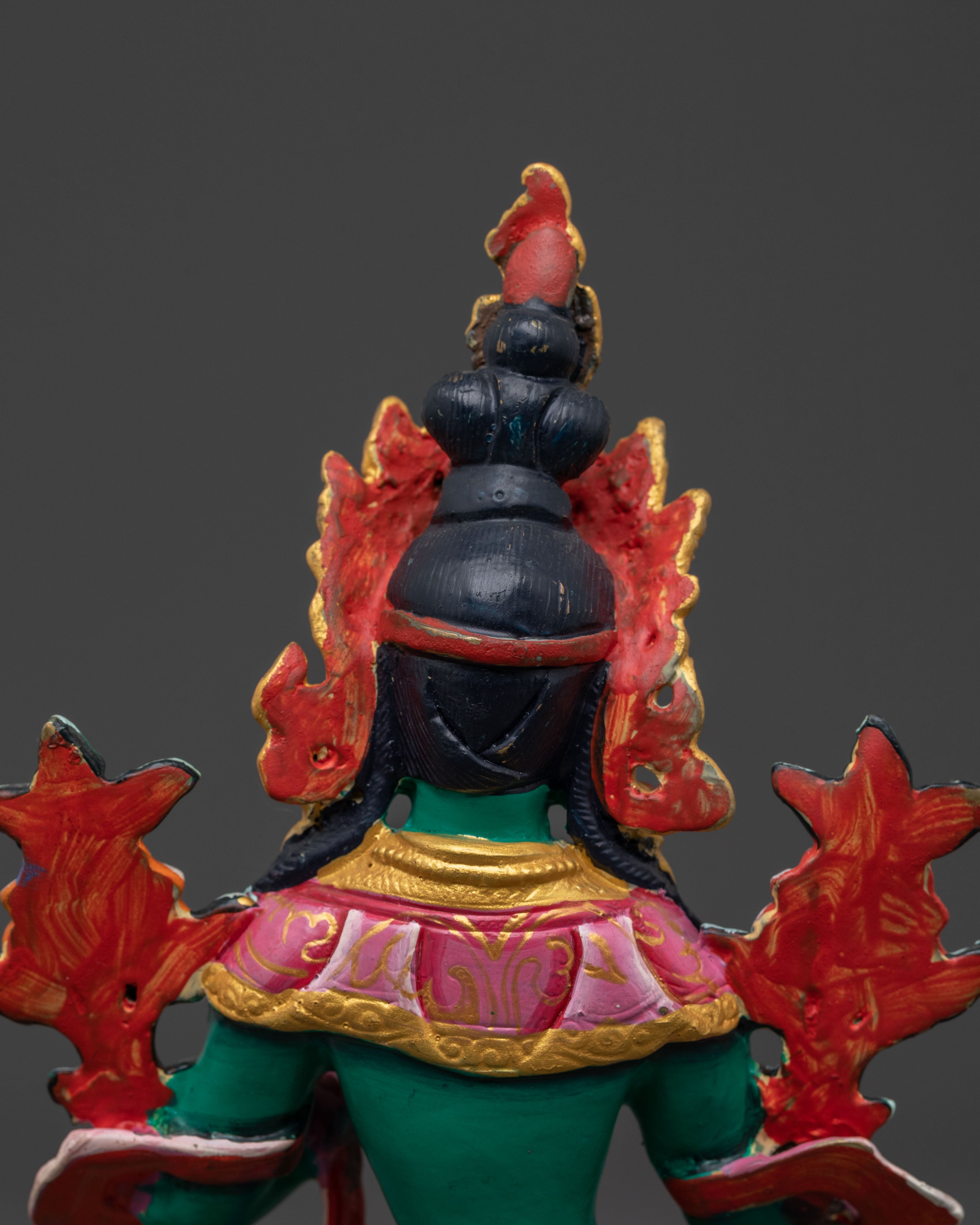 Green Tara Statue with Acrylic Paintings: Goddess of Compassion