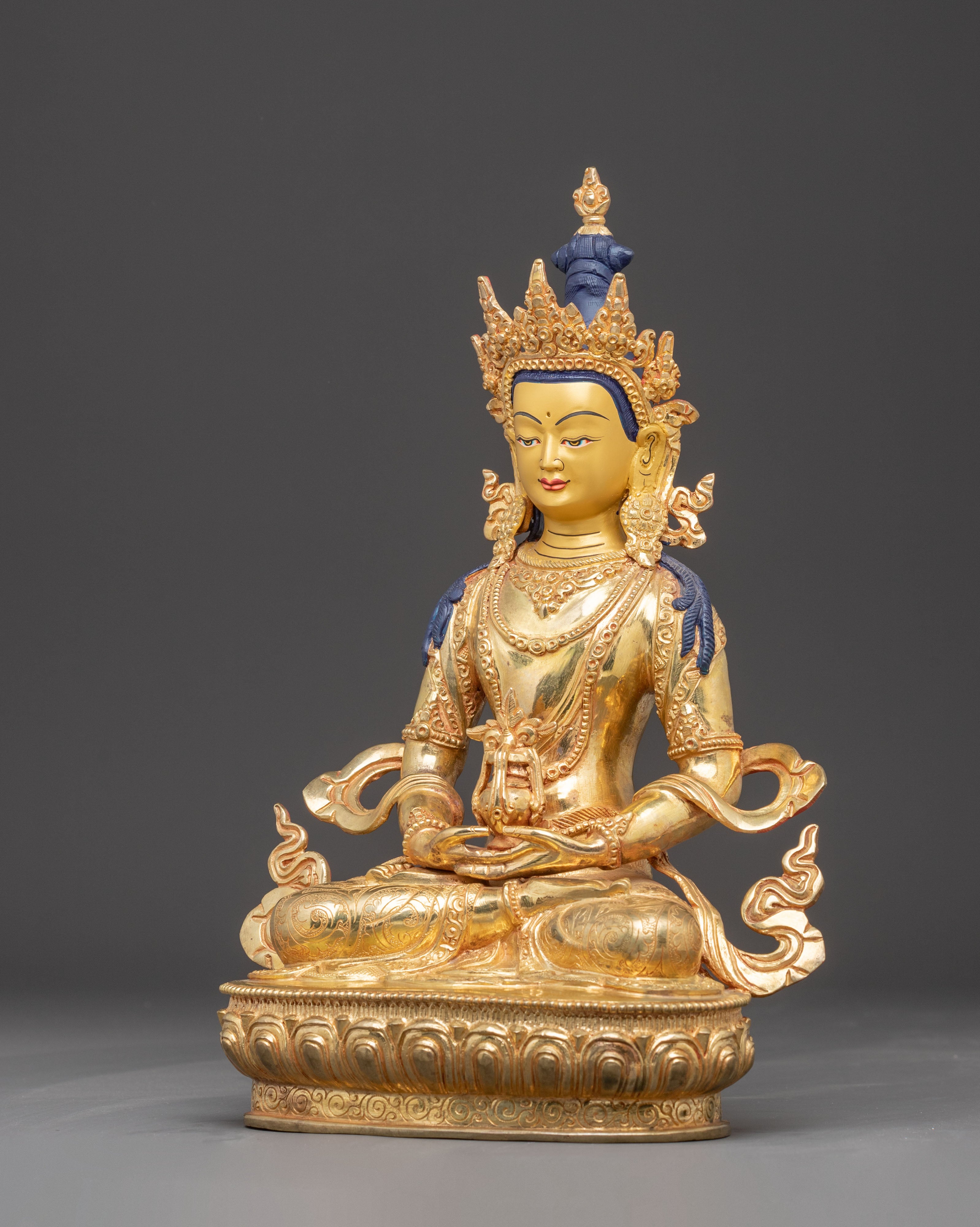 Handcrafted Nepalese Amitayus Golden Statue | Symbol of Longevity