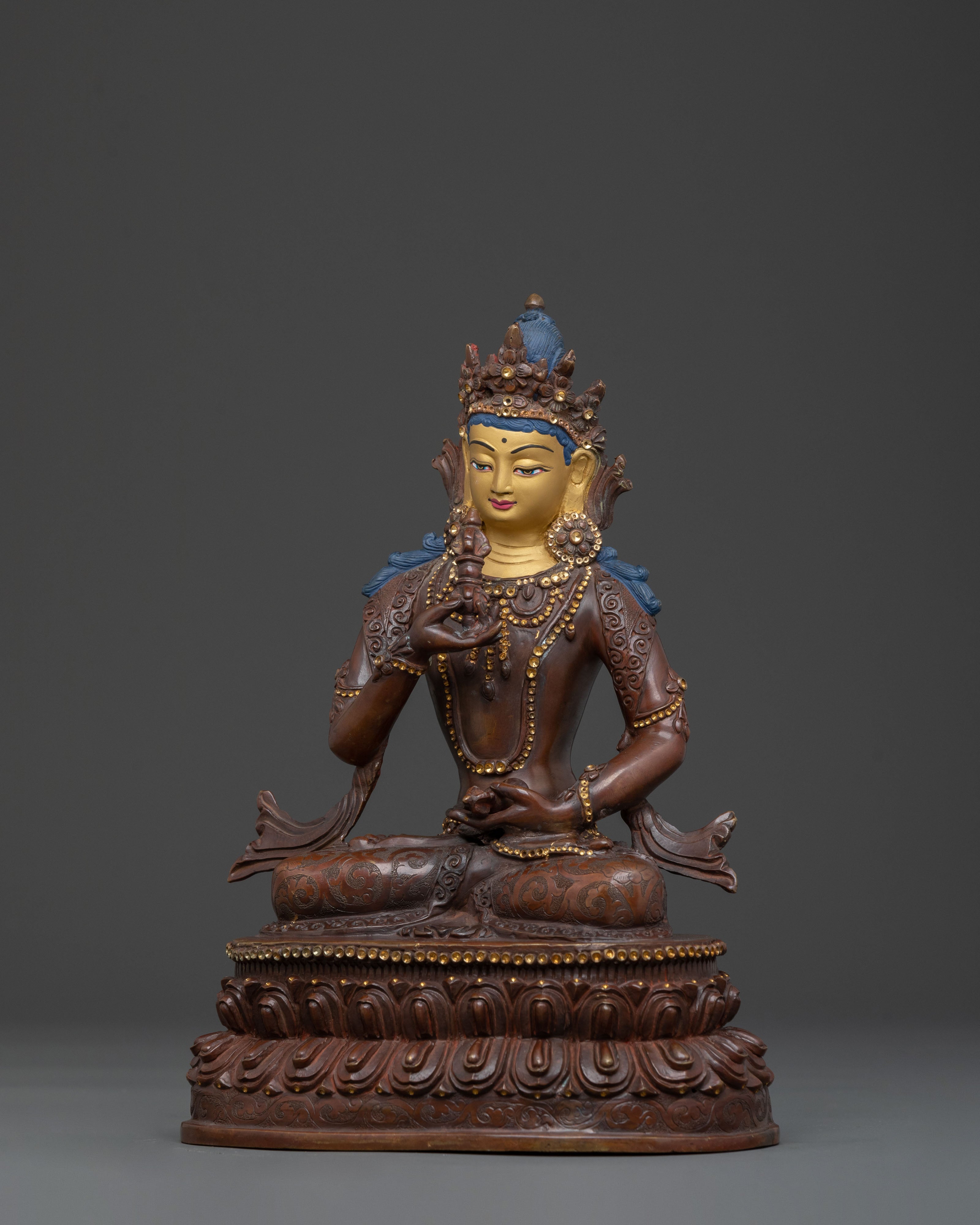 Vajrasattva Handcrafted Golden Statue: Buddha of Purification