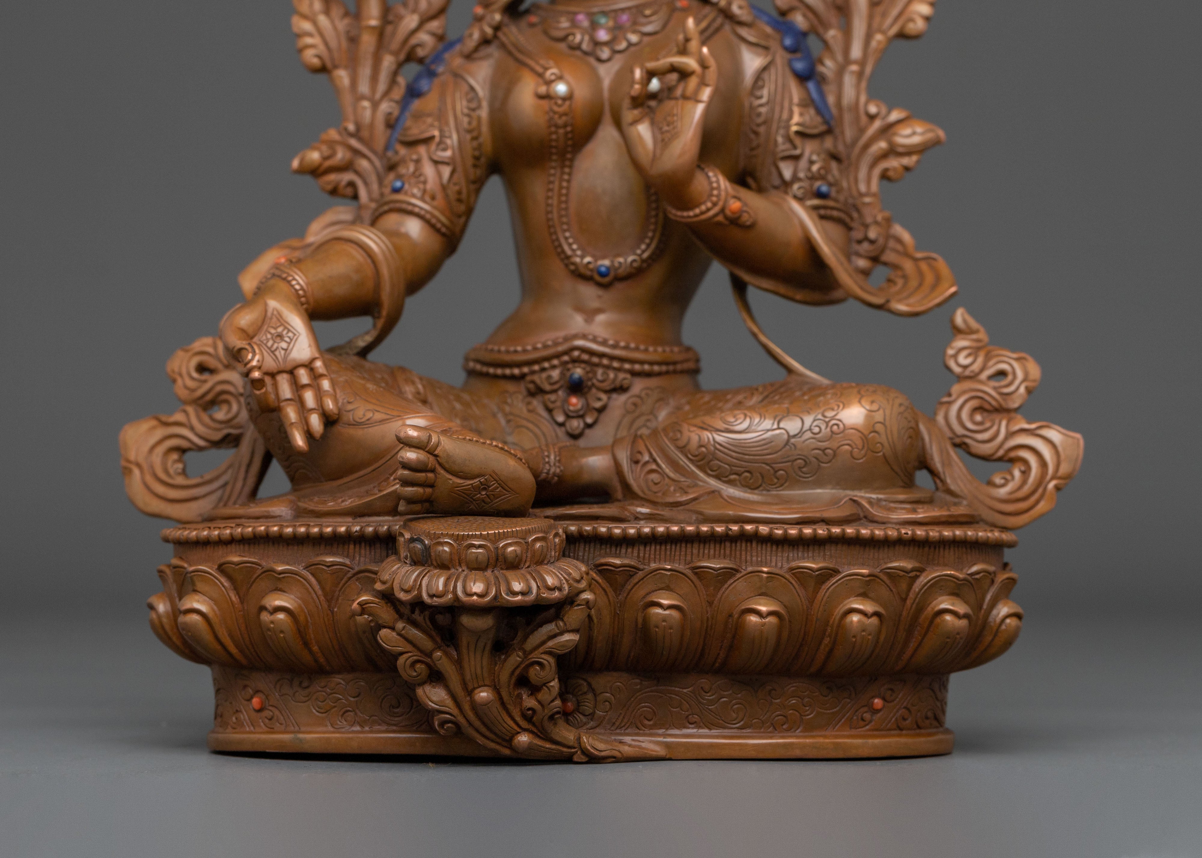 Tibetan Buddhism Green Tara Figurine | Altar Home Decor