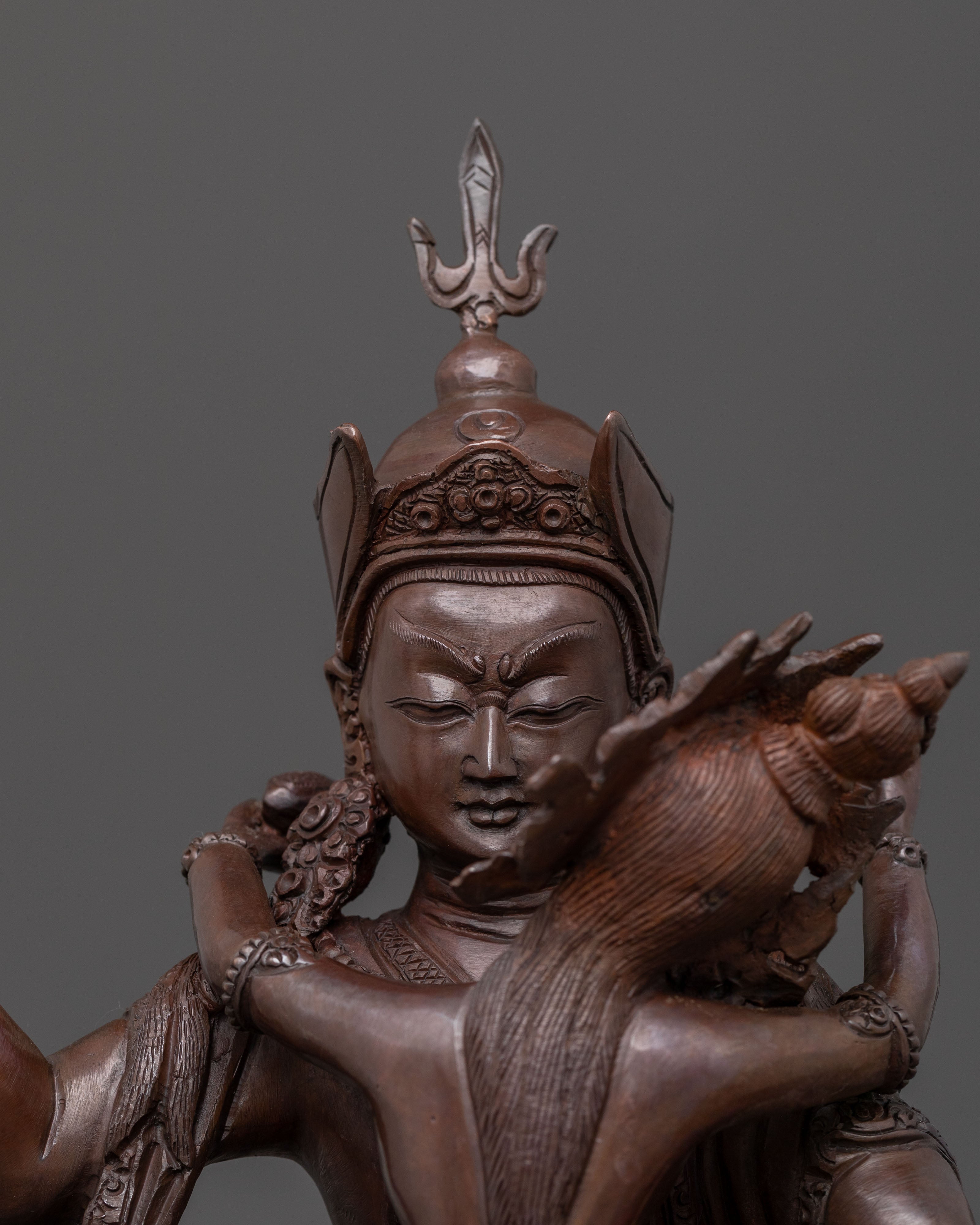 Padmasambhava Sacred Sculpture: Oxidized Copper Art