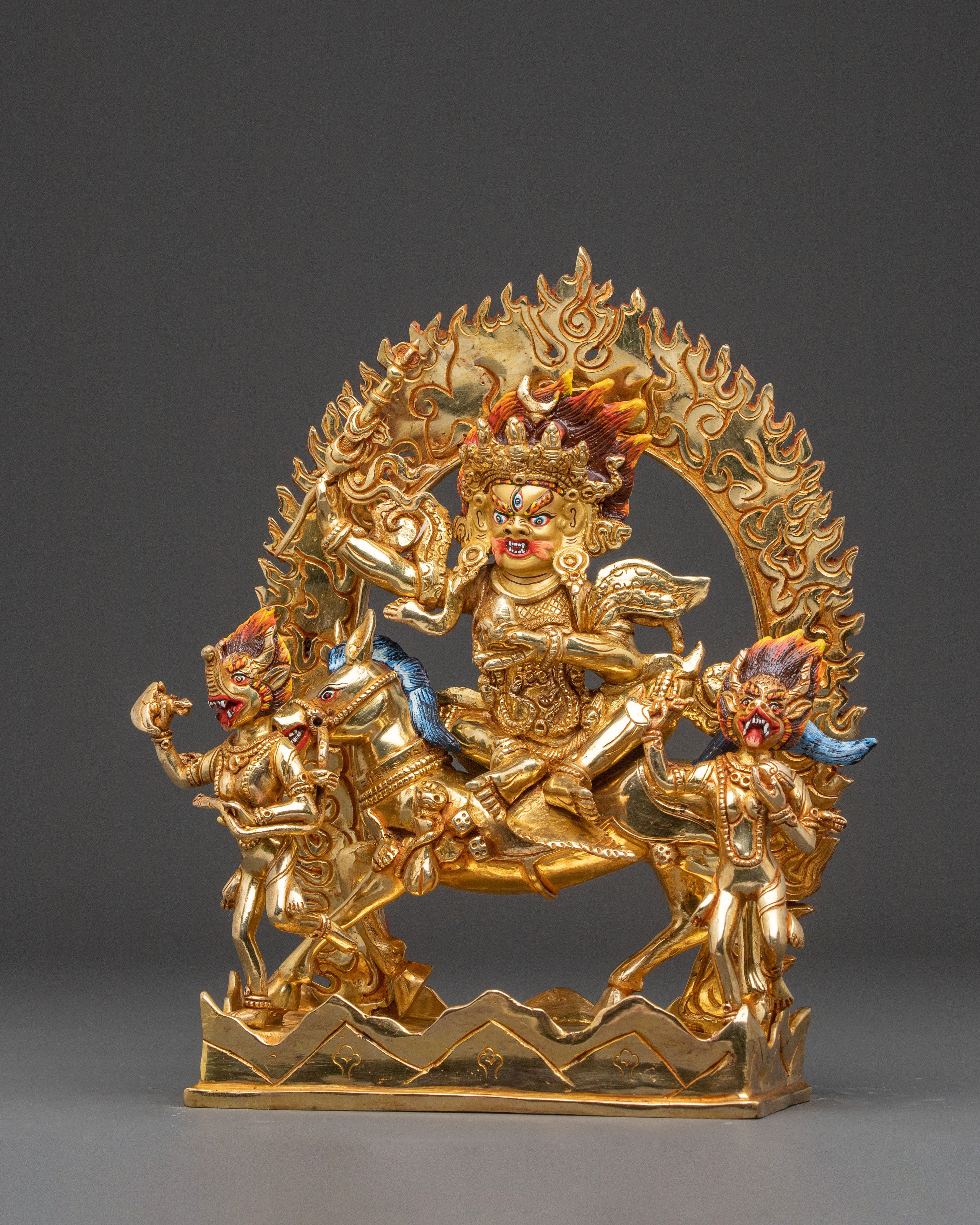 Wrathful Protectress Palden Lhamo Statue | 24K Gold Gilded