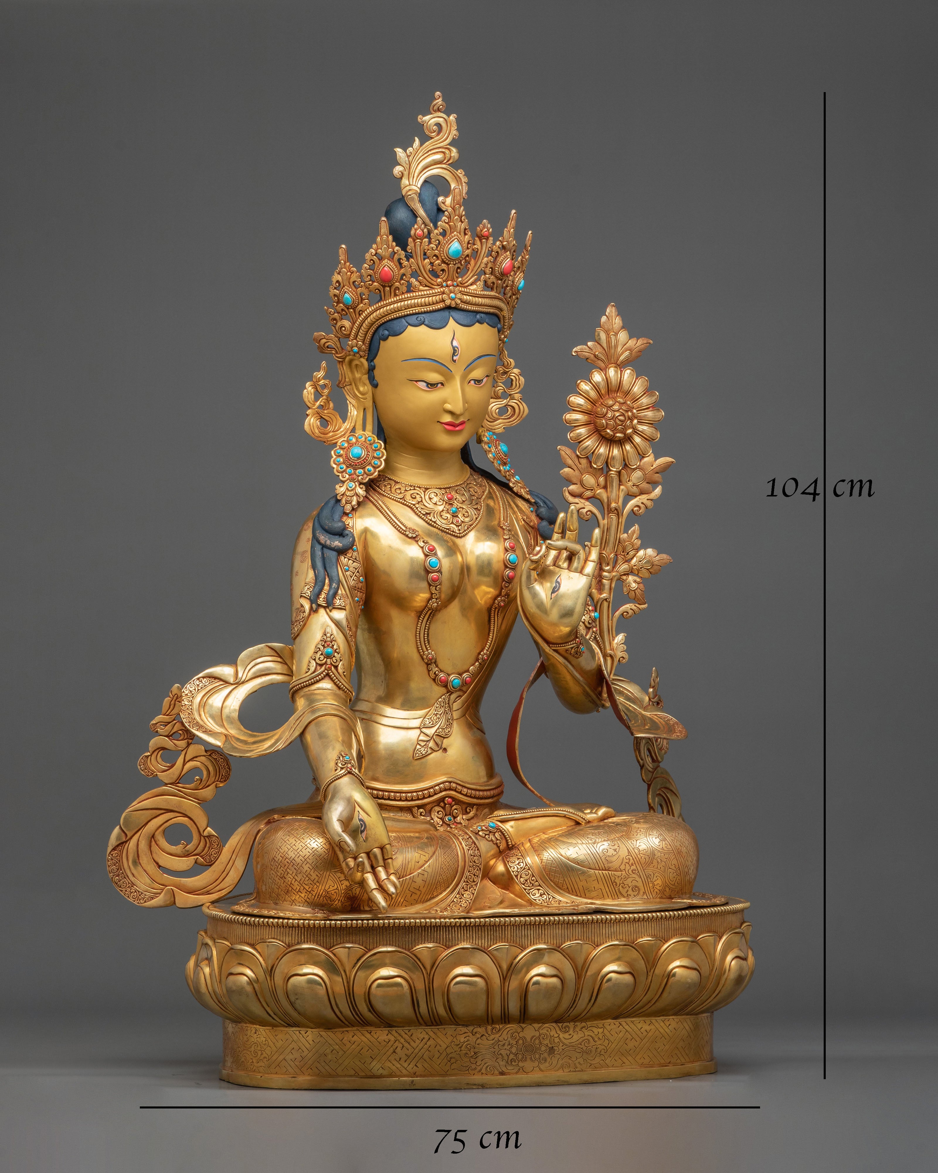 Goddess White Tara Statue | 104-cm 24K Gold Gilded Figurine