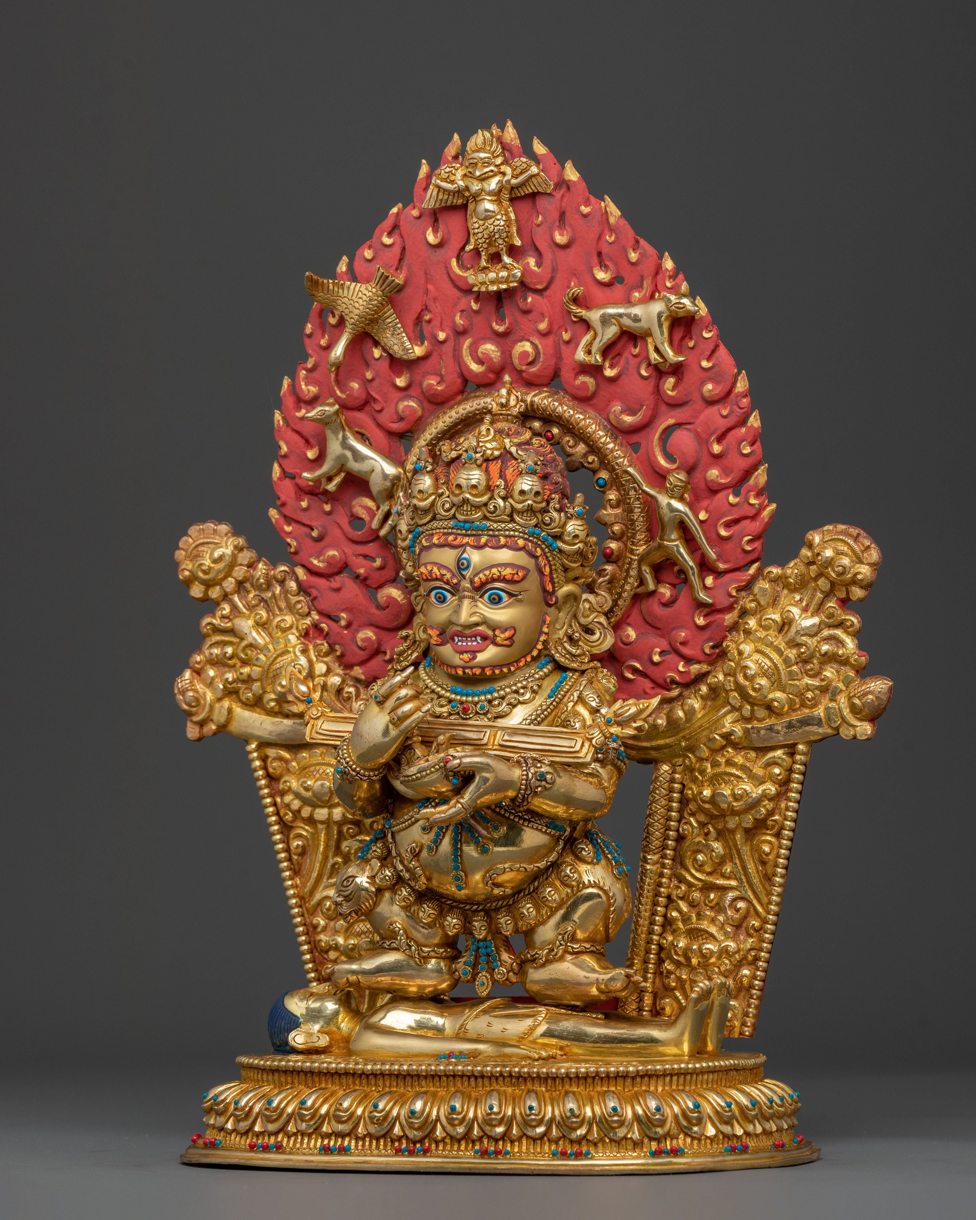 Buddhist Shakya Mahakala Statue | 24K Gold Gilded