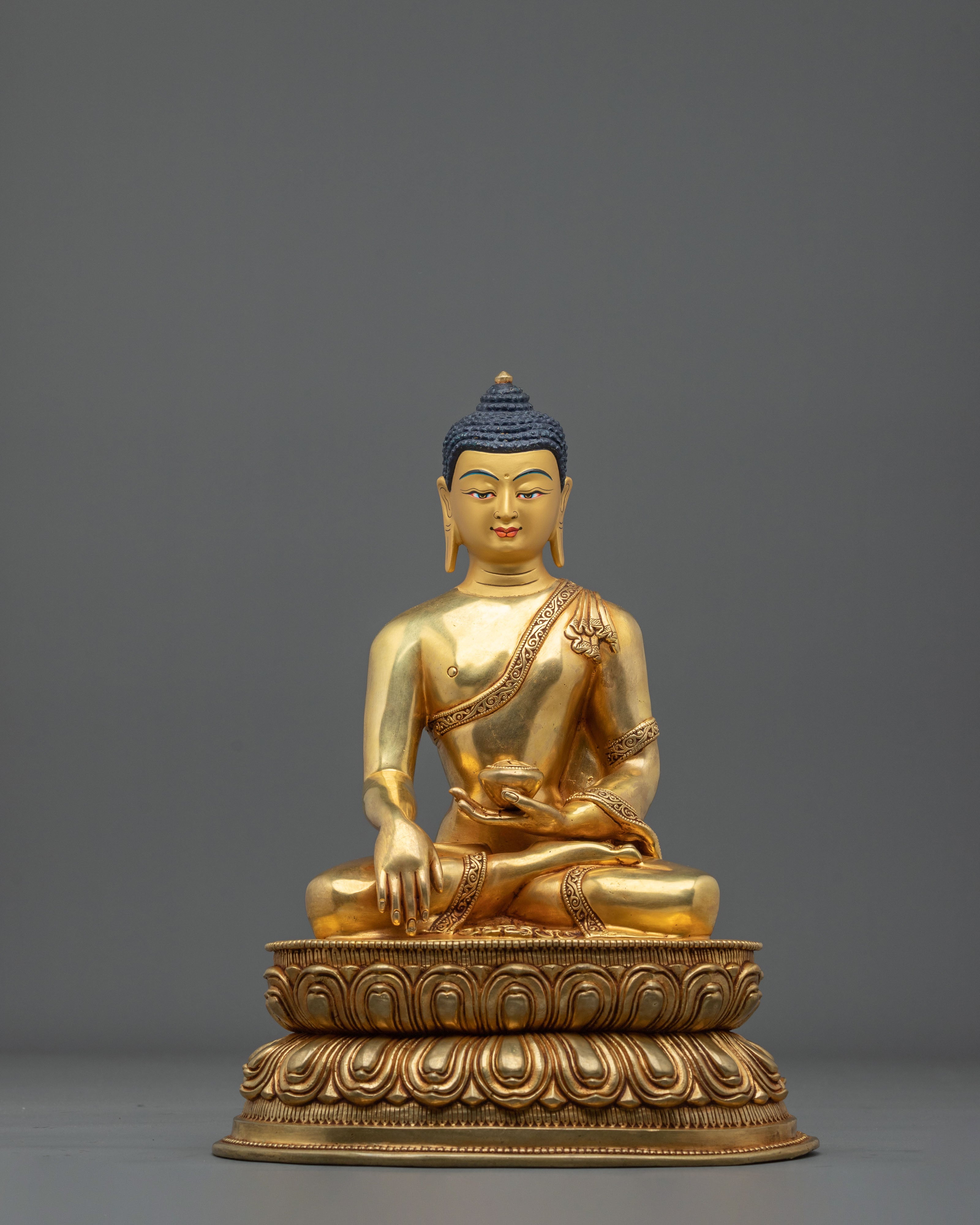Shakyamuni Buddha Copper Statue | 24k Gold Gilded Figurine