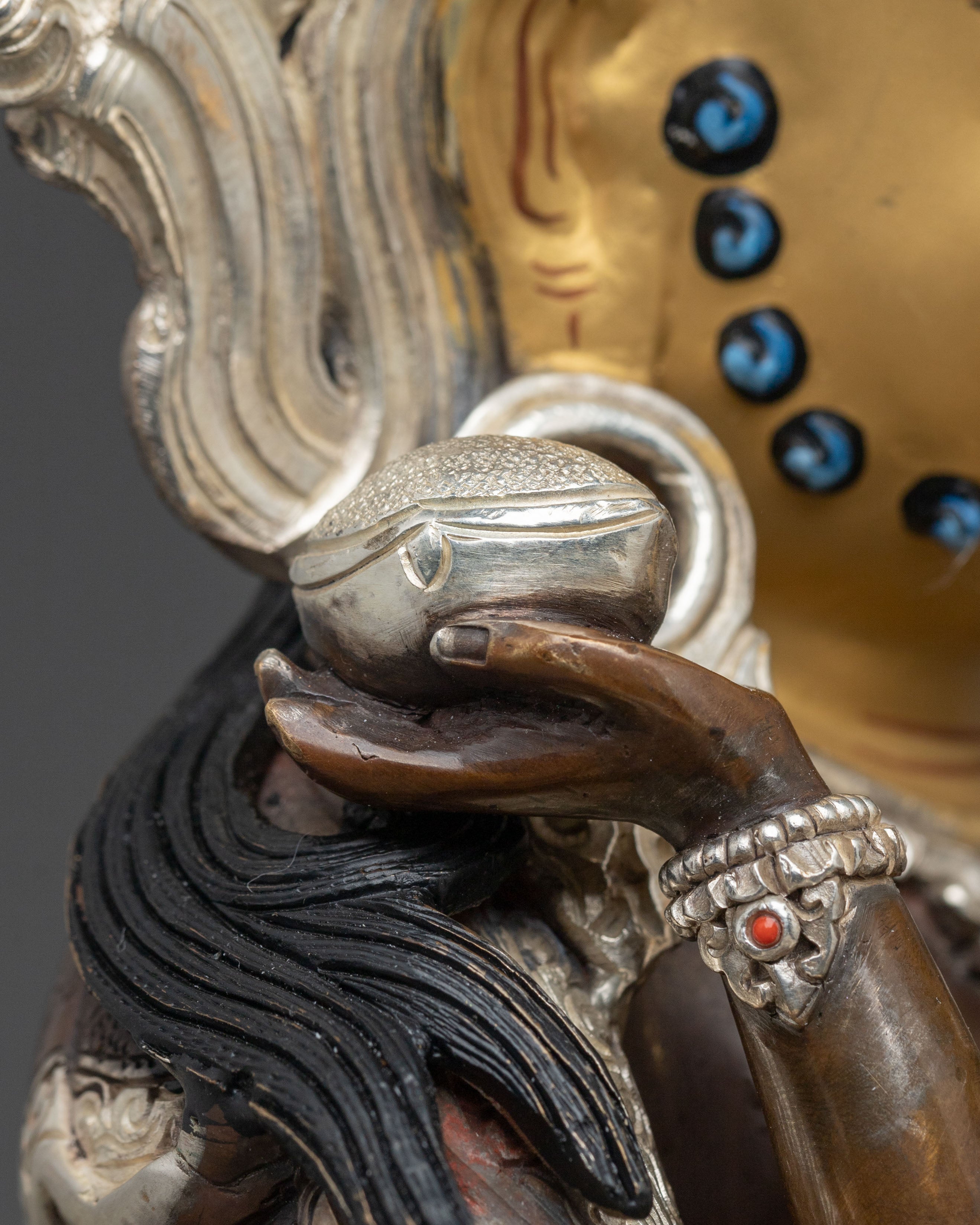 Red Dzambhala Statue | Oxidized Copper Wealth Deity