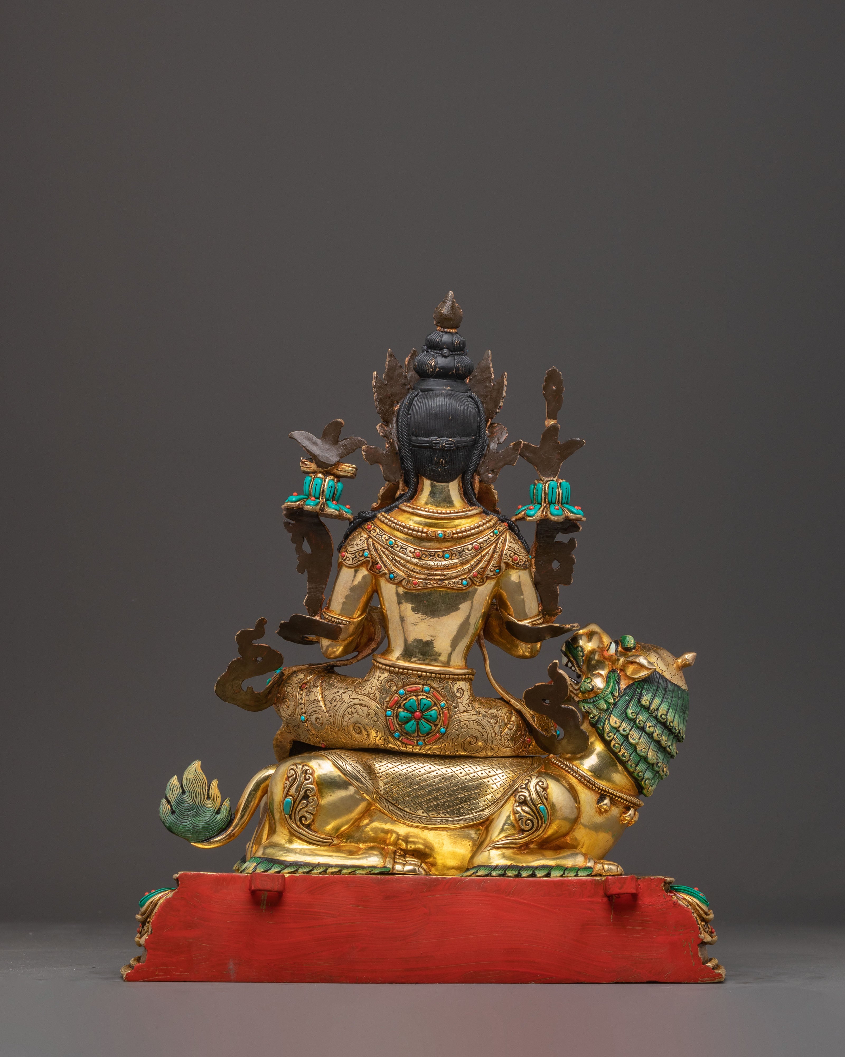 Golden Samantabhadra & Simhanada Manjushri Statue Set