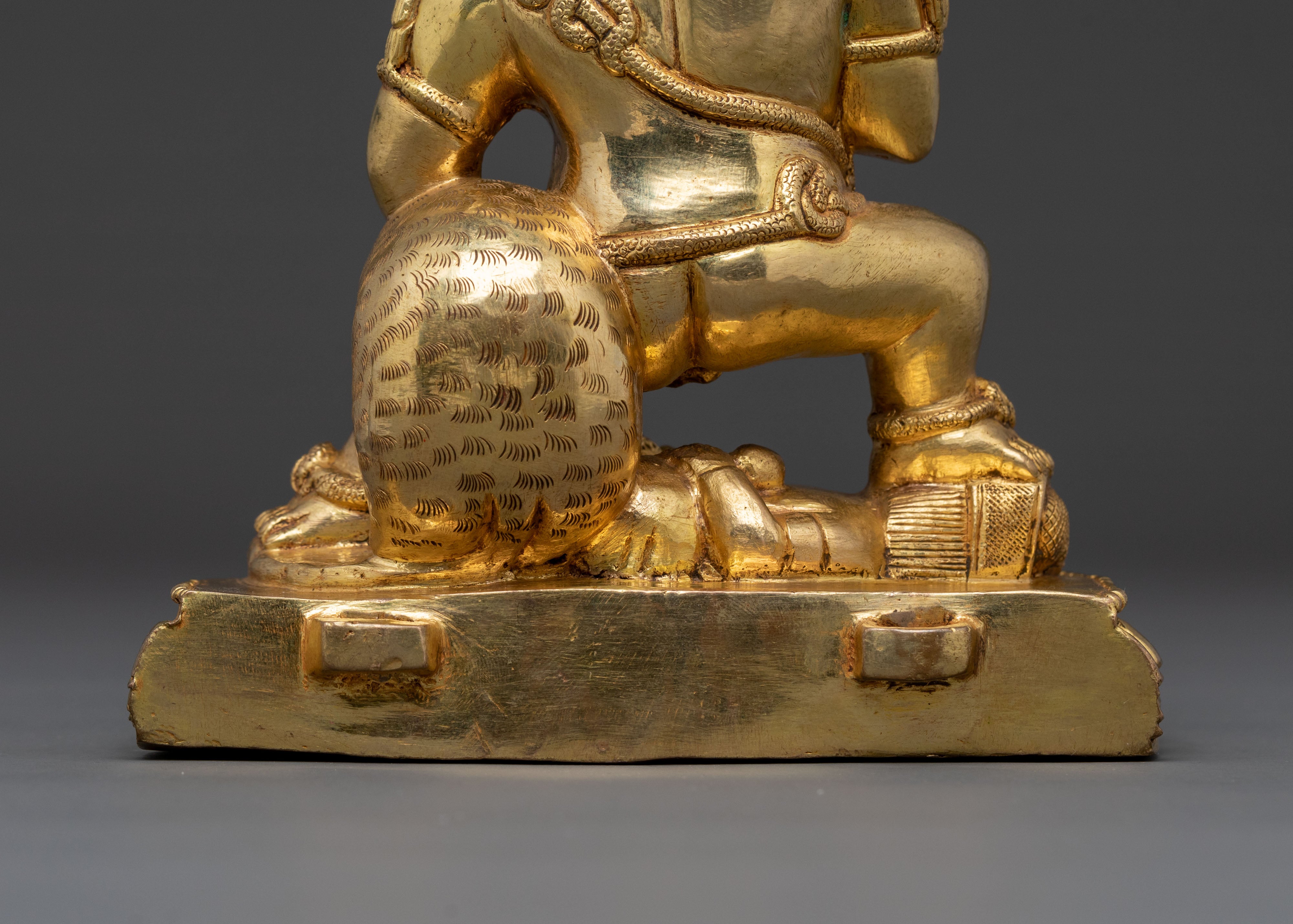 Black Dzambhala Statue: 24K Gold Gilded Guardian
