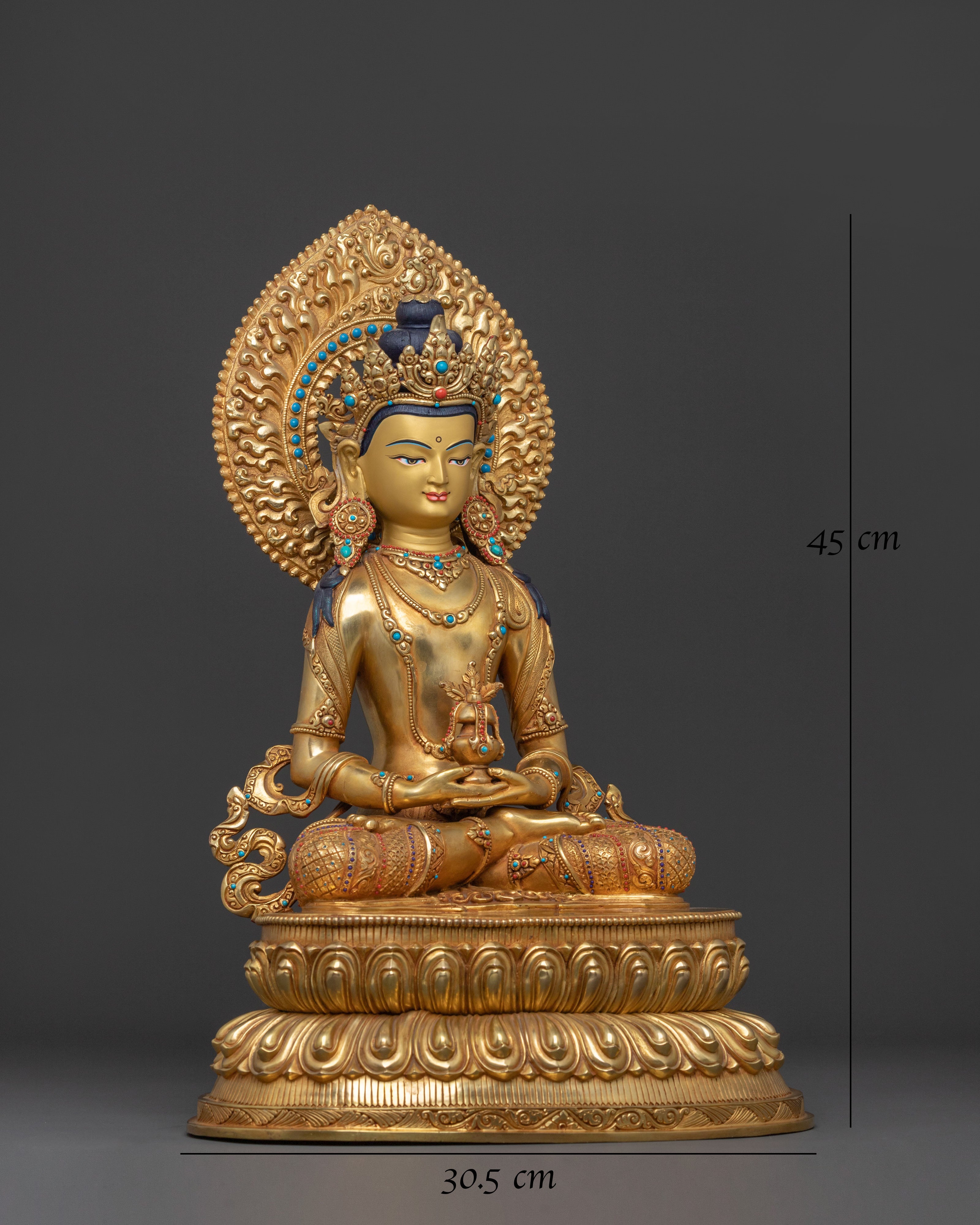 Amitayus Statue | Exquisite 24K Gold Gilded Idol
