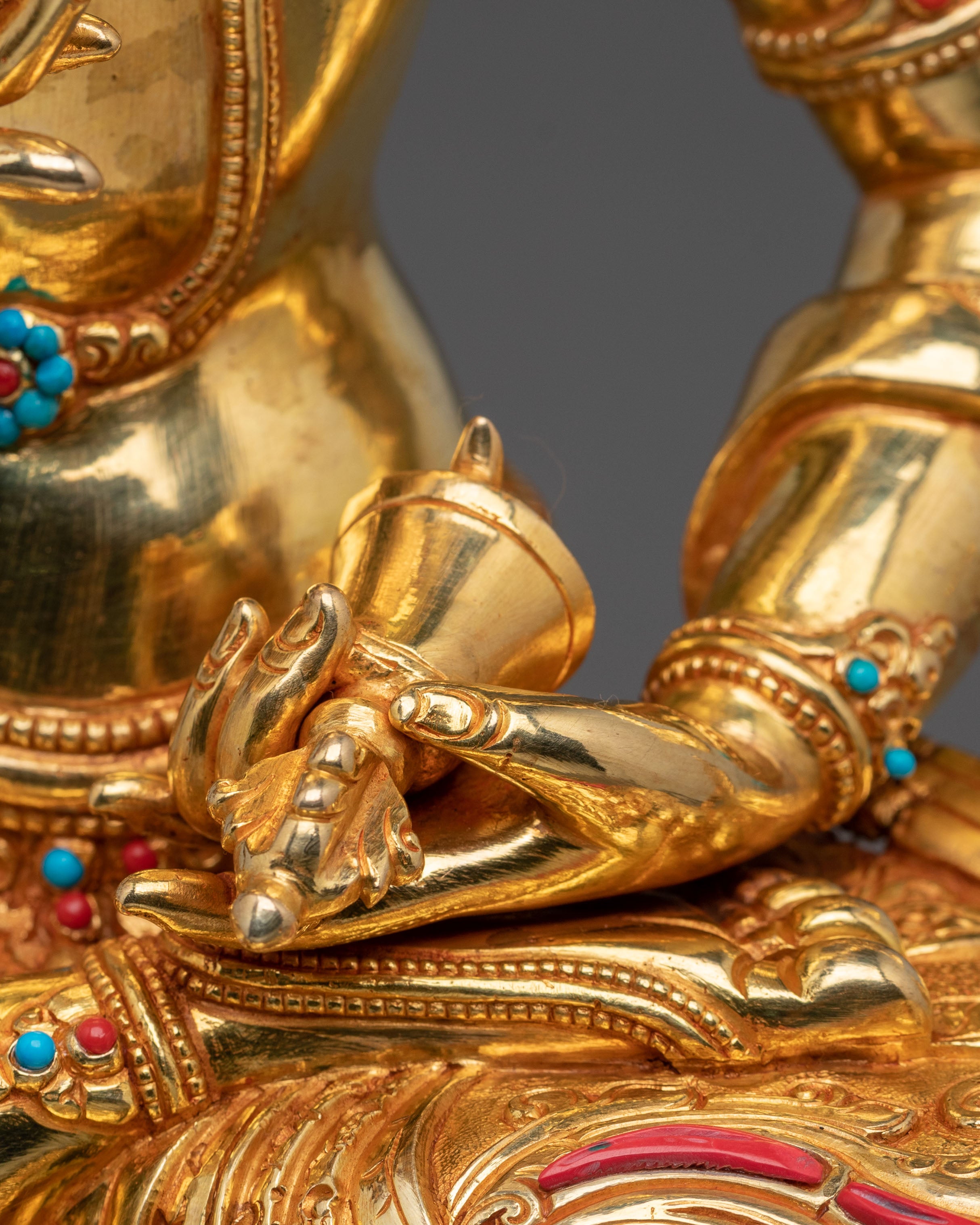 Vajrasattva Statue | 24K Gold Gilded Tibetan Deity Figurine