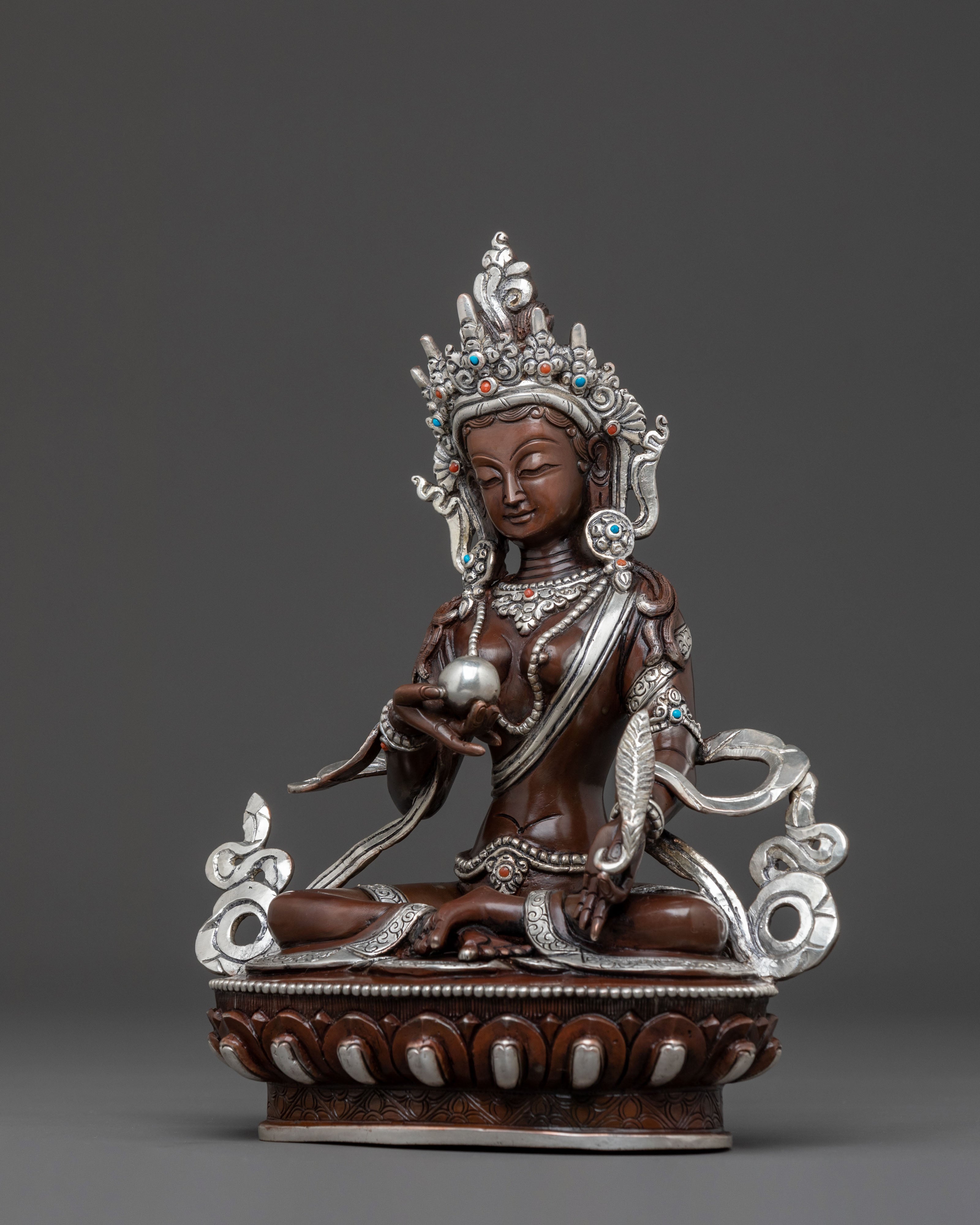 Kshitigarbha Spiritual Statue | Silver Plated Figure