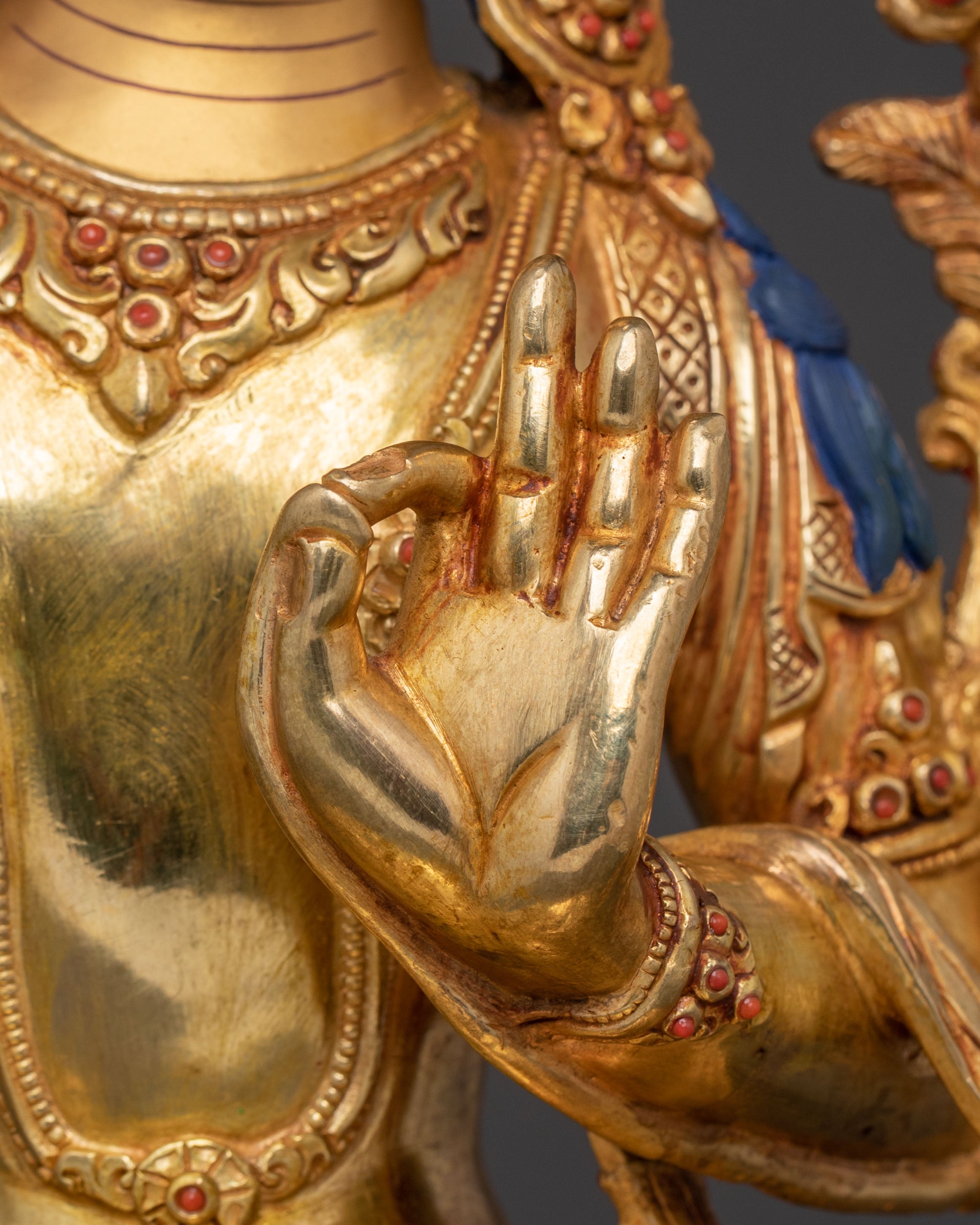 Exquisite Wisdom and Intellect Bodhisattva Manjushri Statue – Crystal & 24K Gold Statue