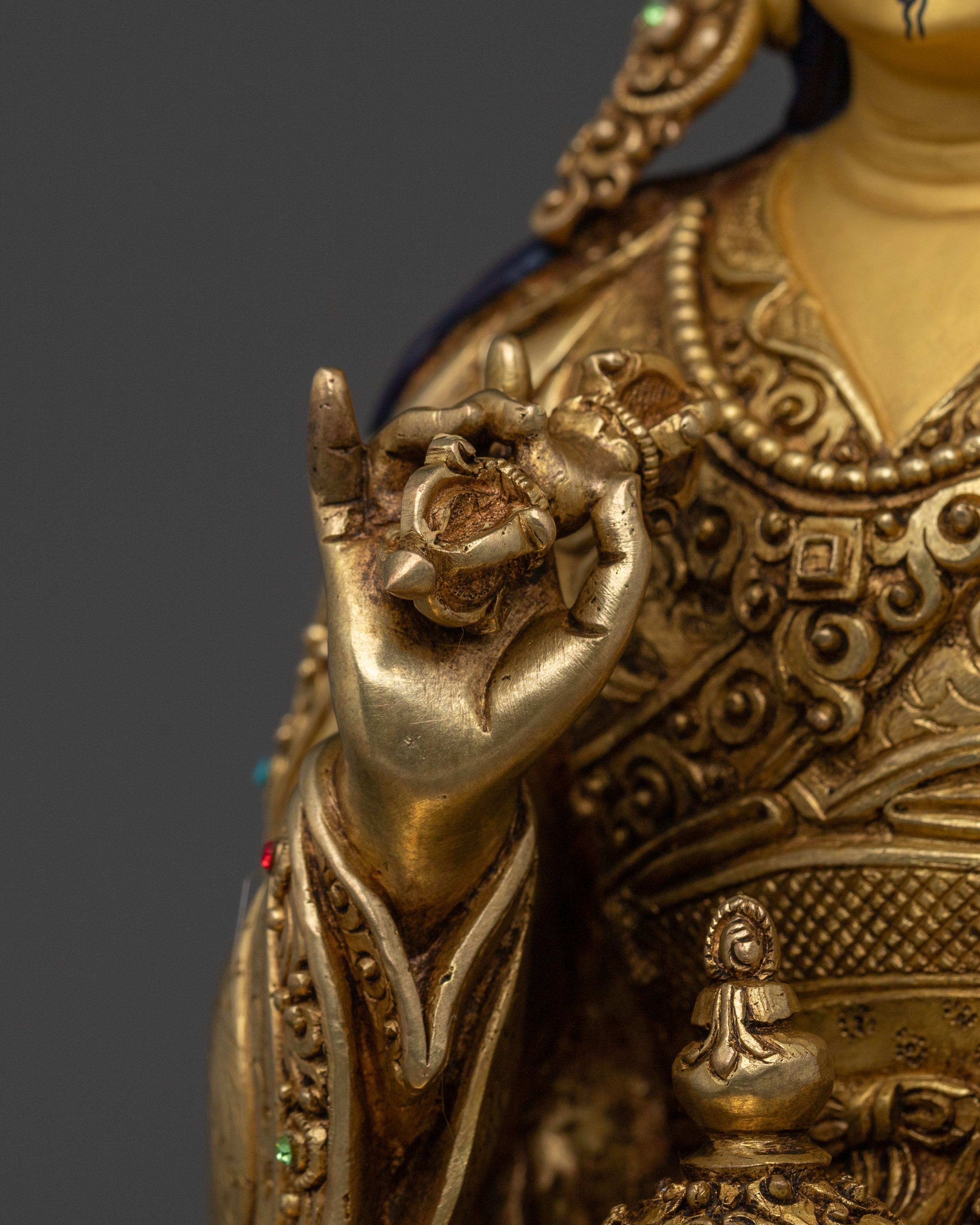Guru Tsokye Dorje Sacred Sculpture | 24K Gold Gilded Vajrayana Statue